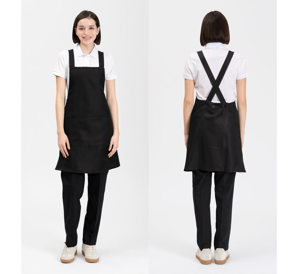 X형 주방 앞치마 앞뒤 착용컷