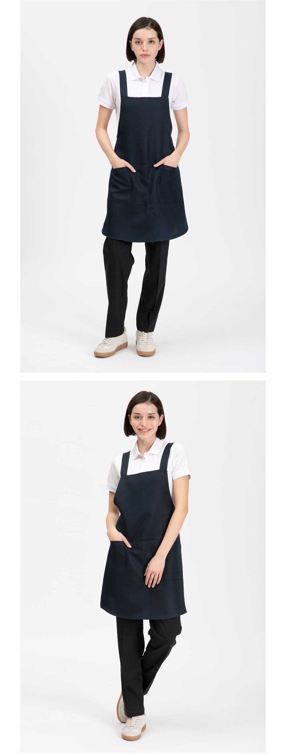X형 주방 앞치마 곤색 착용컷