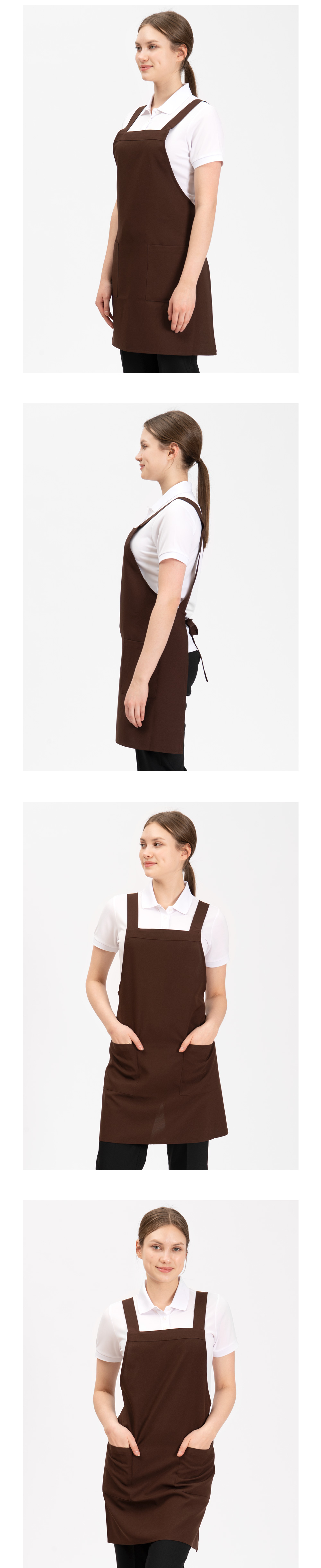 H형 무지 앞치마 갈색 착용컷
