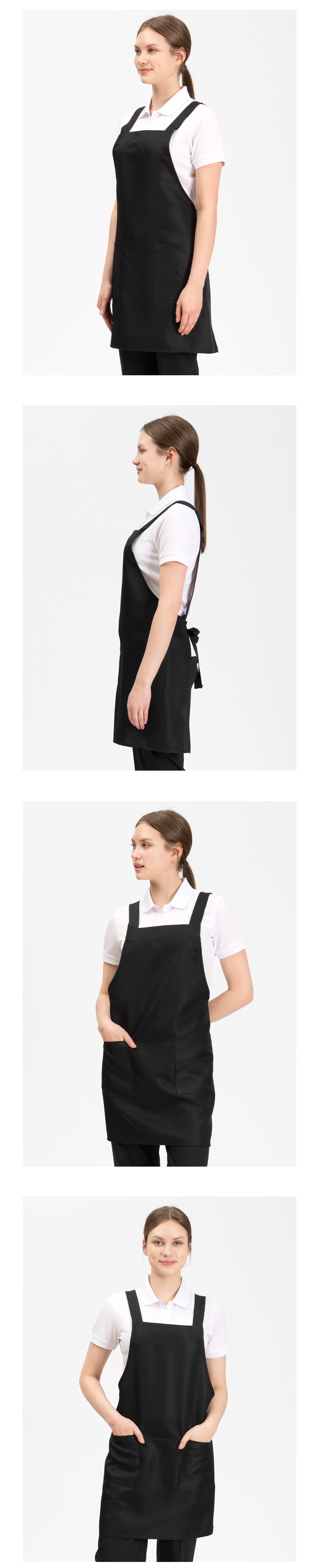 H형 무지 앞치마 검정색 착용 컷