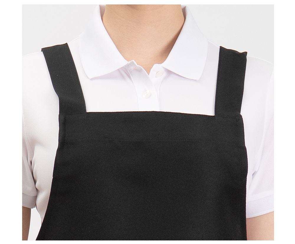 스퀘어 넥 디자인으로 단정한 H형 무지 앞치마