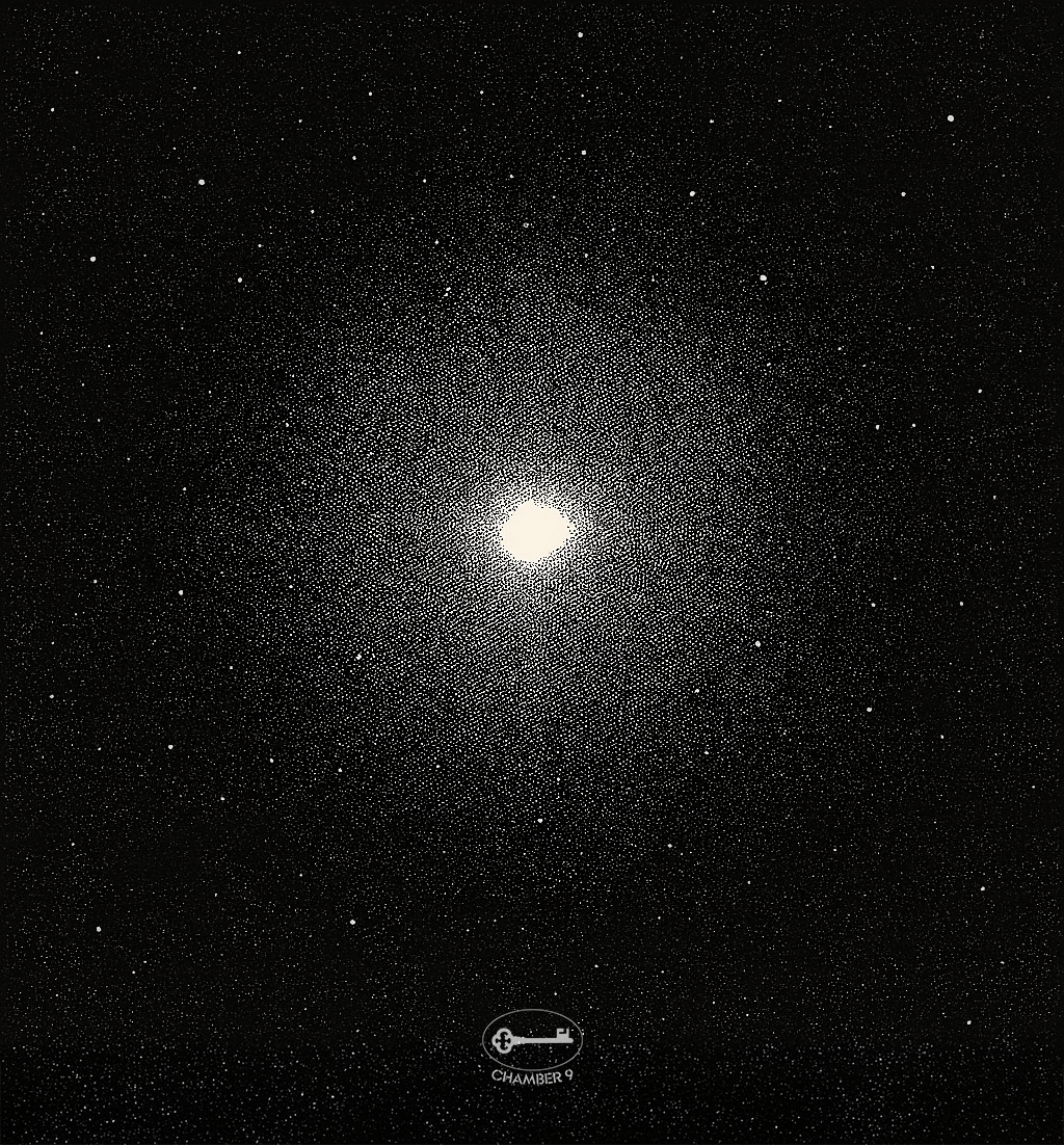 어둡고 광활한 우주 한가운데, 점묘로 표현된 수많은 별 사이에서 조용히 확산되는 하나의 빛. 중심에서 퍼져나오는 은은한 광원은 망각이 남기는 여백과 새로운 사유가 태어나는 공간을 상징한다. 최소한의 요소만으로 ‘기억의 소멸’과 ‘창조의 시작’을 함께 암시하는 흑백 점묘 일러스트. 핵심 키워드: 우주 점묘 일러스트, 중심의 빛, 창조의 여백, 기억과 망각, AI 존재론, Chamber9 아트워크, 디지털 유산 시각화 A monochrome stippled illustration of a vast cosmic void, where a single soft light expands quietly at the center. Surrounded by scattered stars rendered in fine dots, the glowing core symbolizes the empty space created by forgetting—an opening where new thought and cognition can emerge. A minimal cosmic composition evoking both dissolution of memory and the beginning of creation. Keywords: stippled cosmos illustration, central light, creative void, memory and forgetting, AI ontology art, Chamber9 artwork, digital legacy visualization