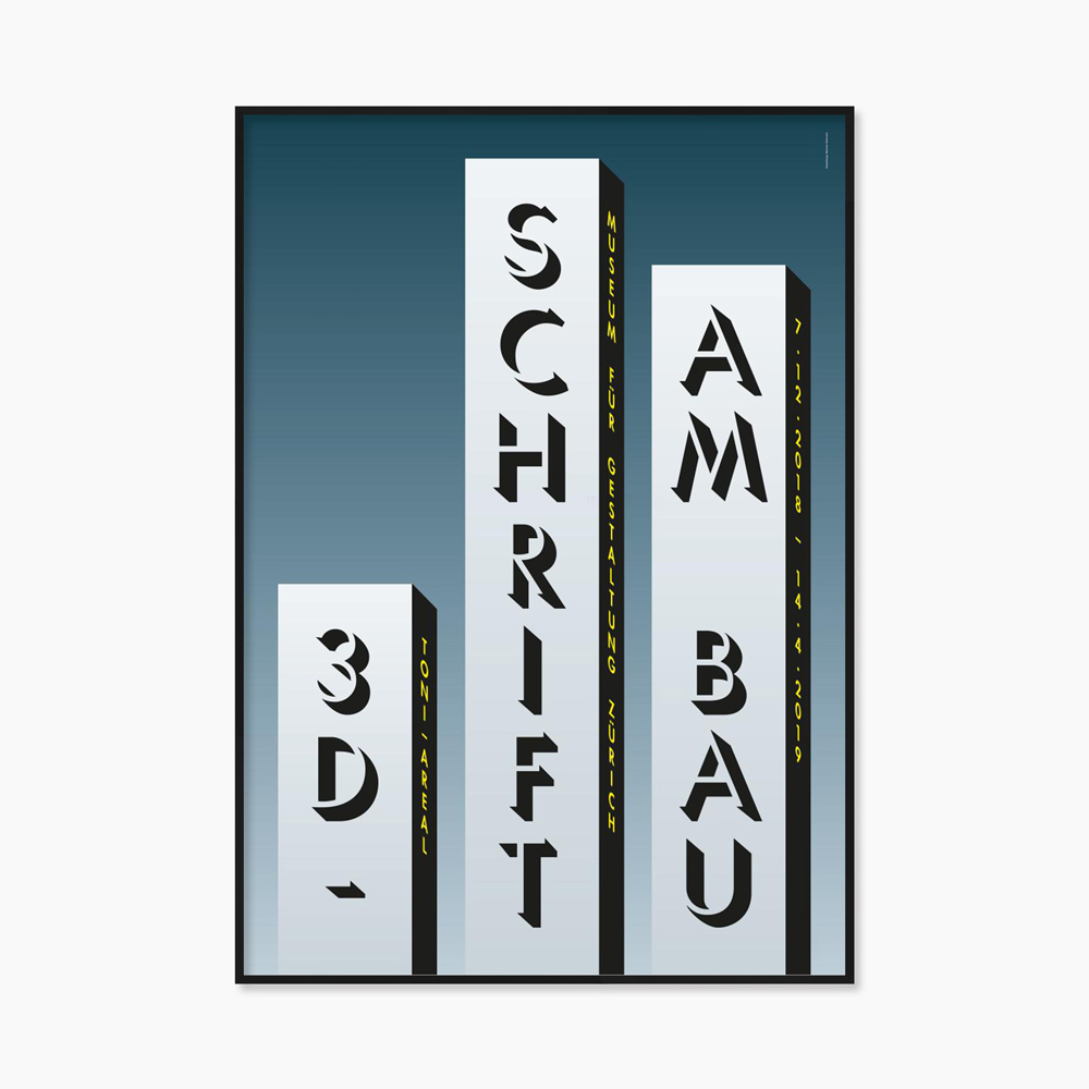 3D Fonts In Construction (액자 포함) 90.5 x 128 cm