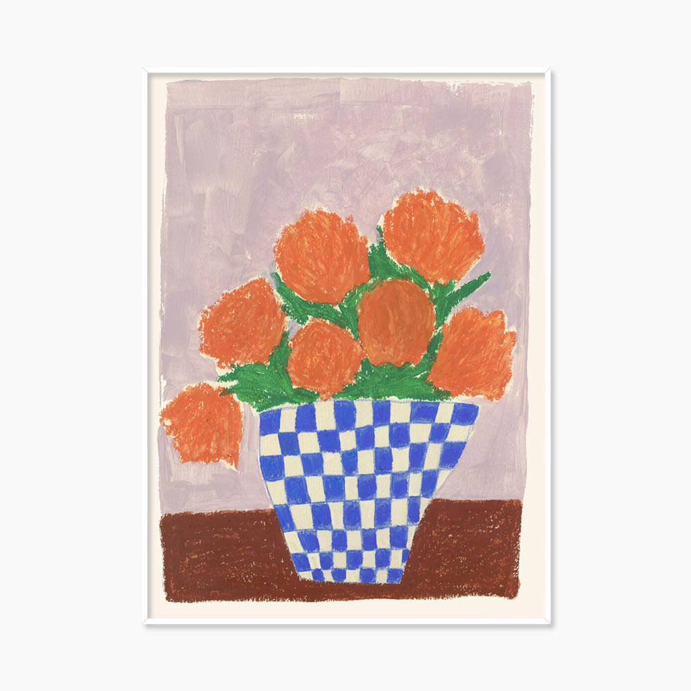 카를라 야노스 Carla Llanos Orange Flowers 꽃 화병 그림 아트포스터 인테리어포스터 거실 액자