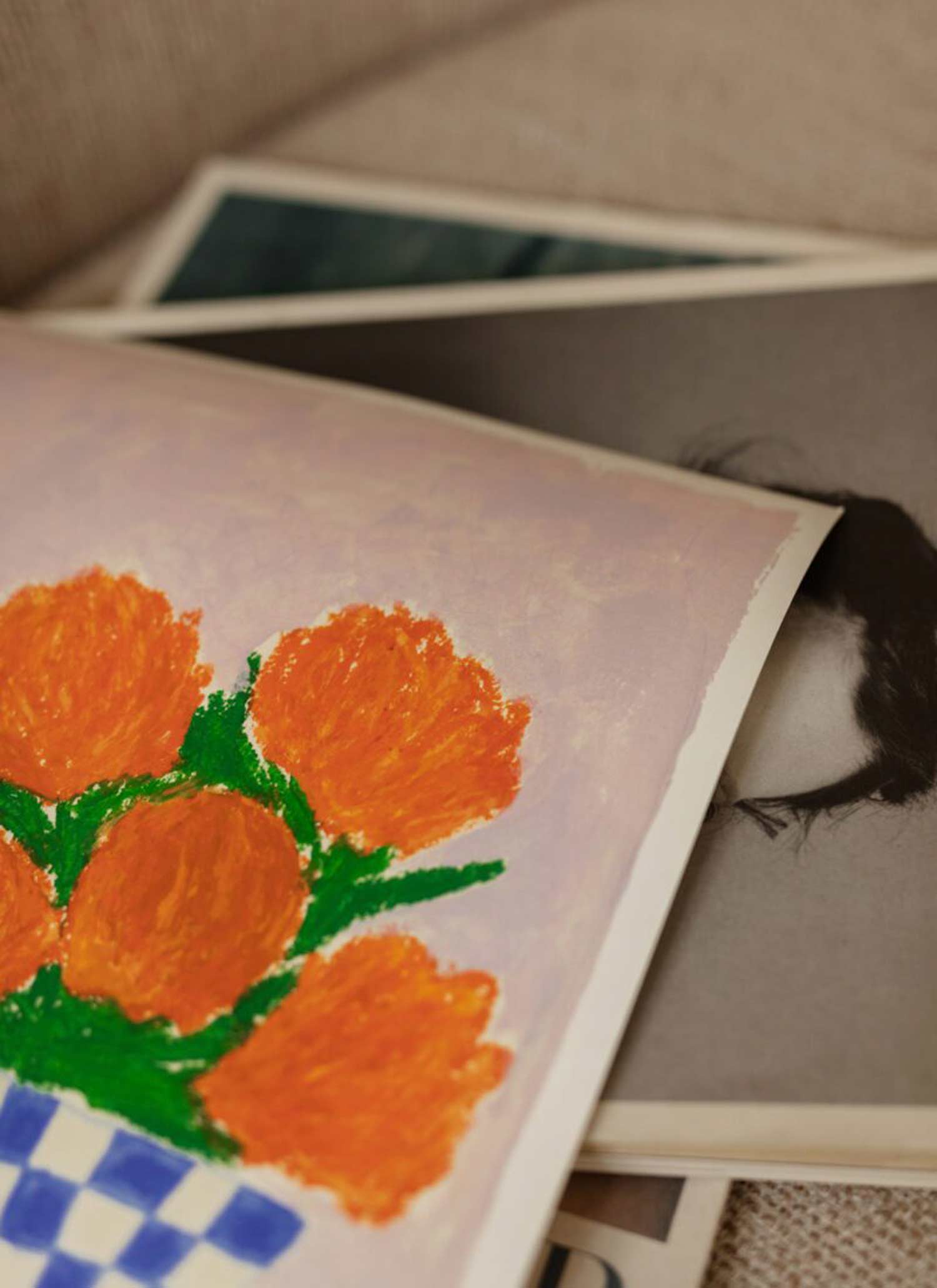 카를라 야노스 Carla Llanos Orange Flowers 꽃 화병 그림 아트포스터 인테리어포스터 거실 액자