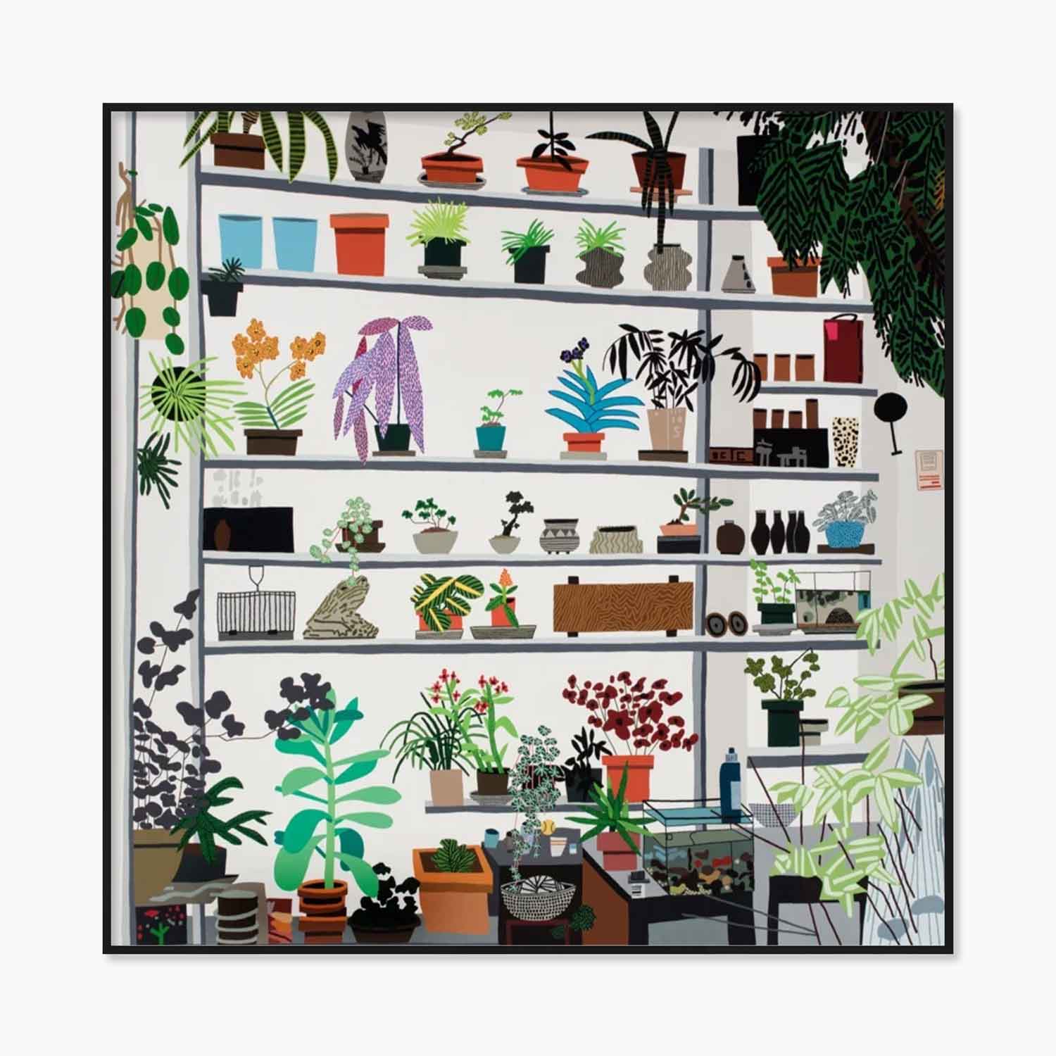 [조나스 우드] Large Shelf Still Life 58.4 x 58.4 cm 화분 식물 플랜테리어 그림 포스터 액자