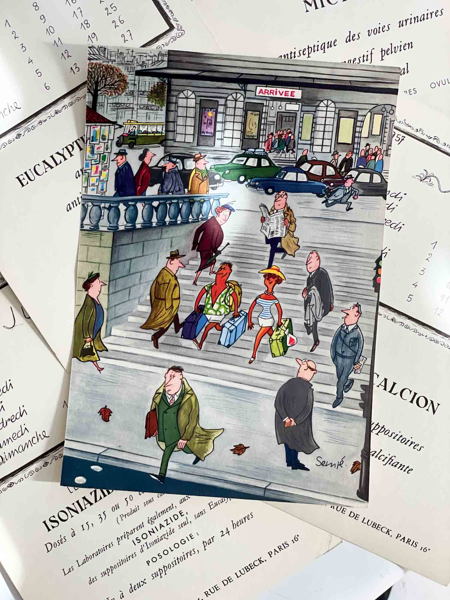 빈티지 장자크 상페 양면 달력 아트포스터 인테리어포스터 액자