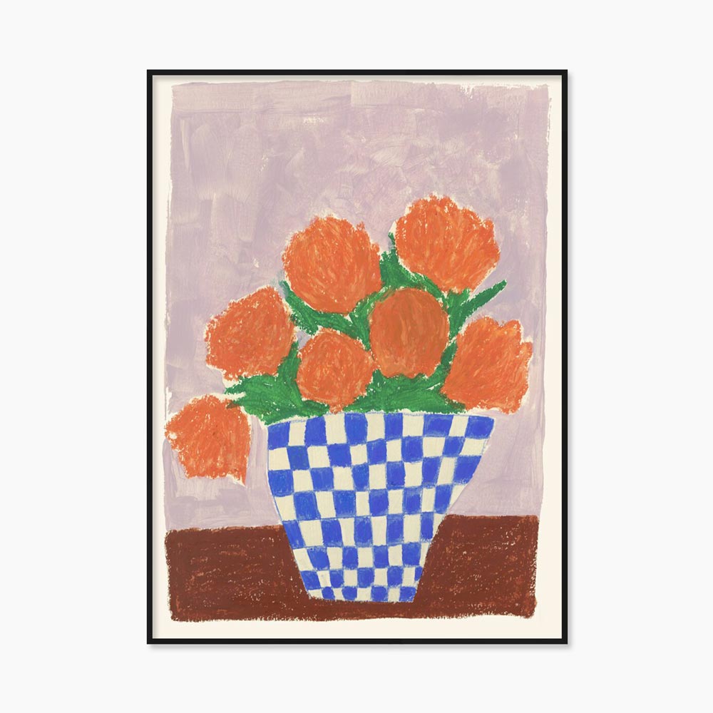 카를라 야노스 Carla Llanos Orange Flowers 꽃 화병 그림 아트포스터 인테리어포스터 거실 액자