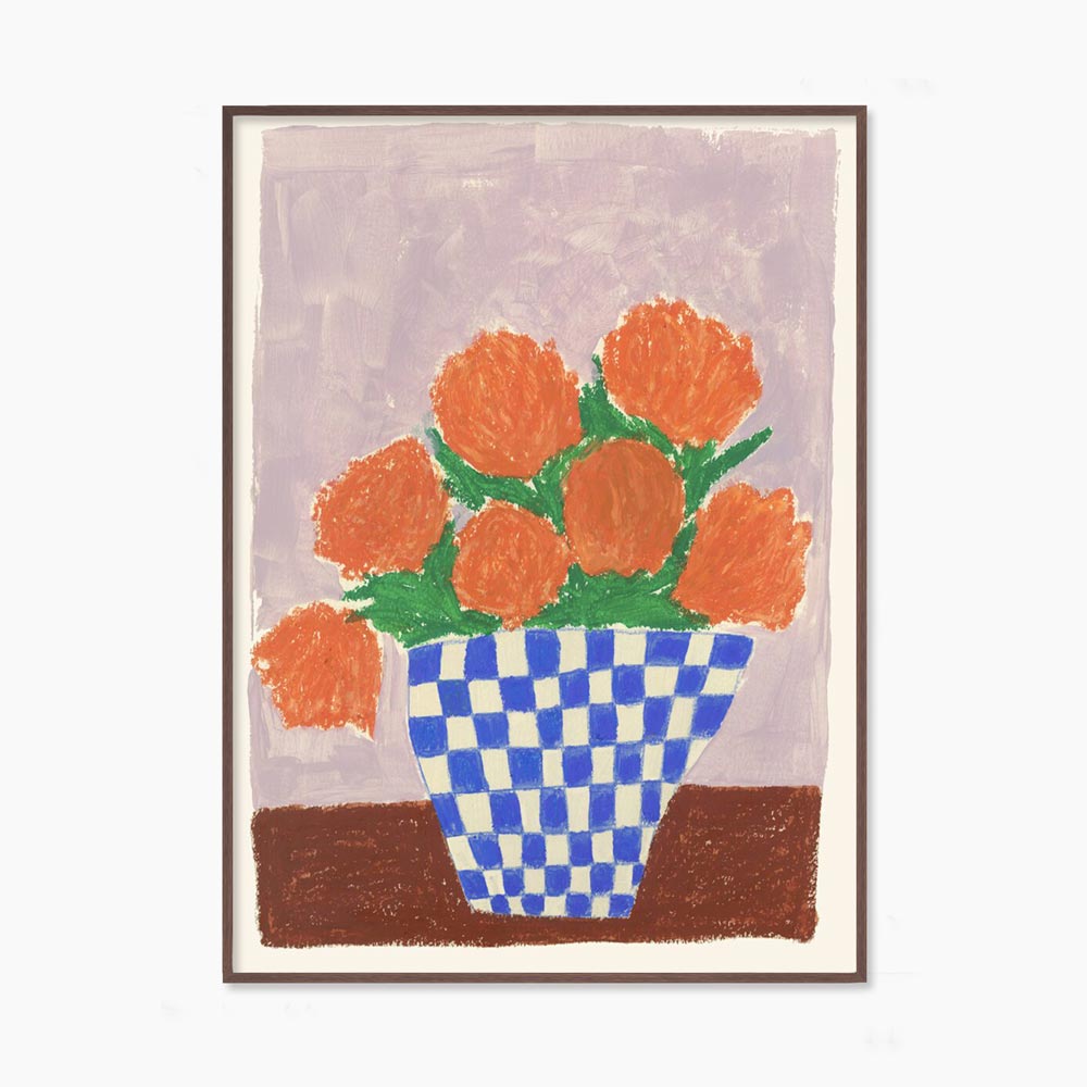 카를라 야노스 Carla Llanos Orange Flowers 꽃 화병 그림 아트포스터 인테리어포스터 거실 액자