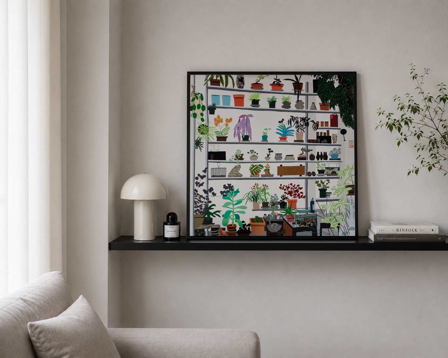 [조나스 우드] Large Shelf Still Life 58.4 x 58.4 cm 화분 식물 플랜테리어 그림 포스터 액자