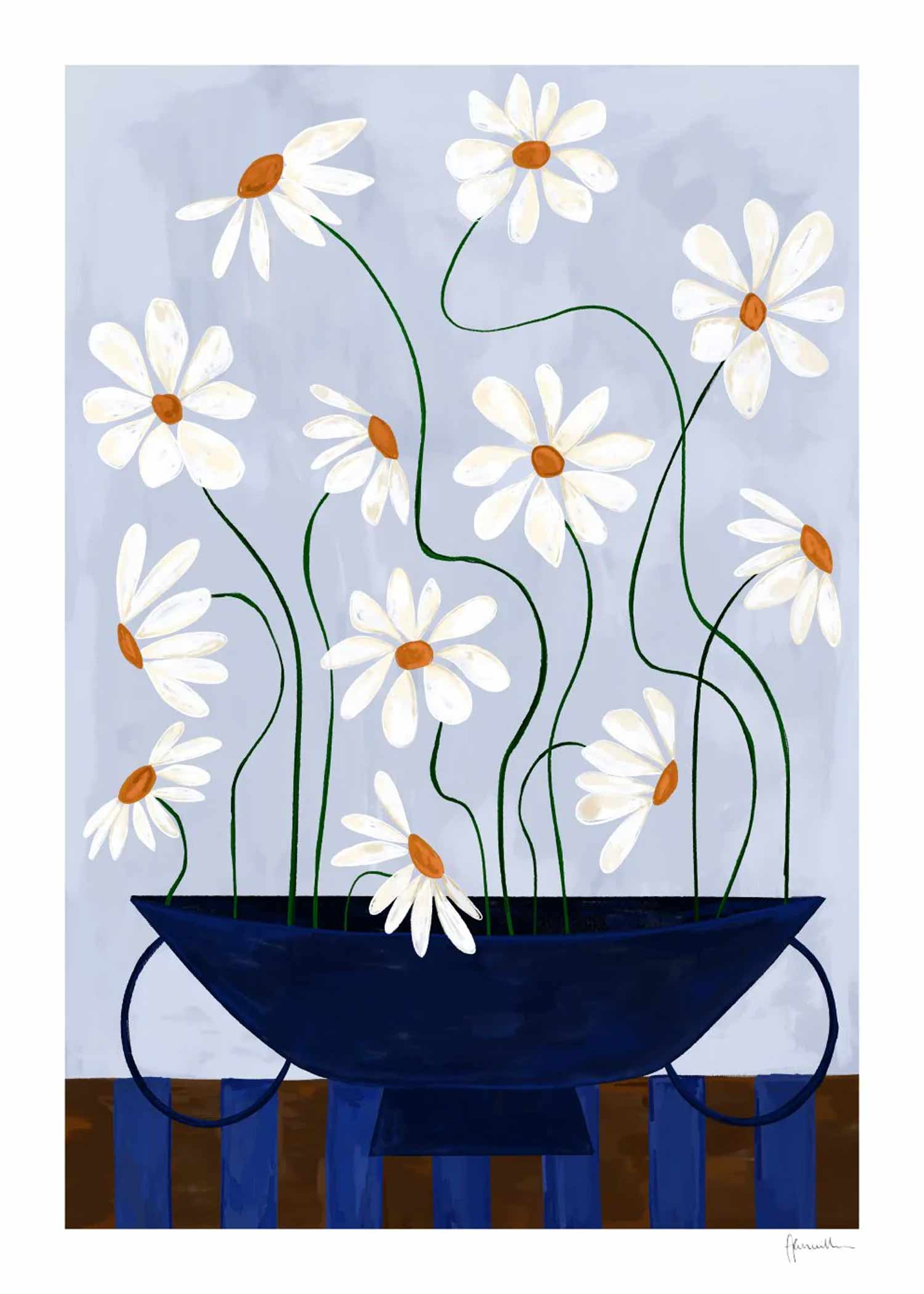 [프랭키 펜윌] Daisies in Blue Vase 30x40 50x70cm - 7월 중순 입고 예정