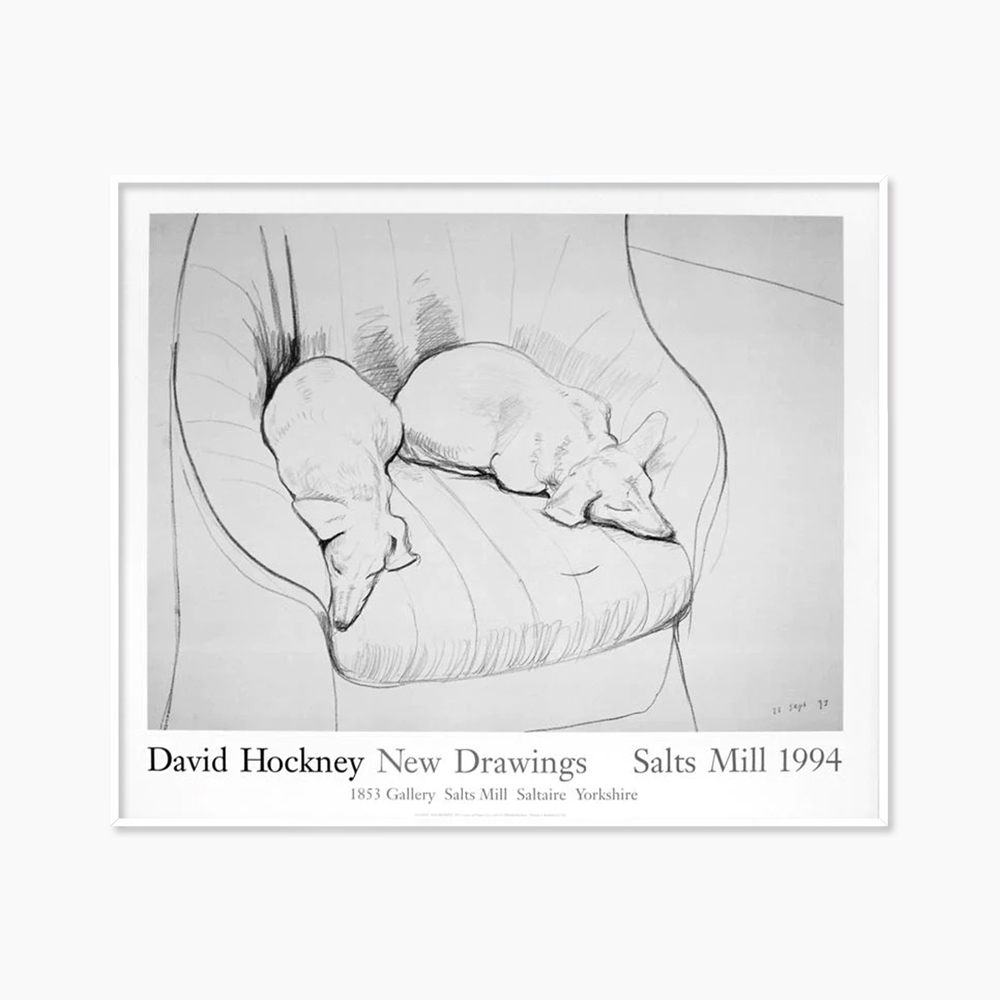 [데이비드 호크니 Original Vintage] Black and White Dogs (액자 포함) 83.4 x 69.8 cm