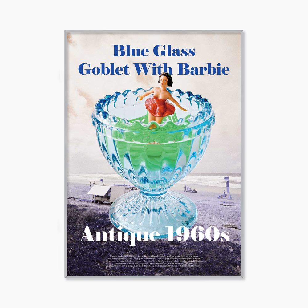 [souffle] Blue Glass Goblet With Barbie