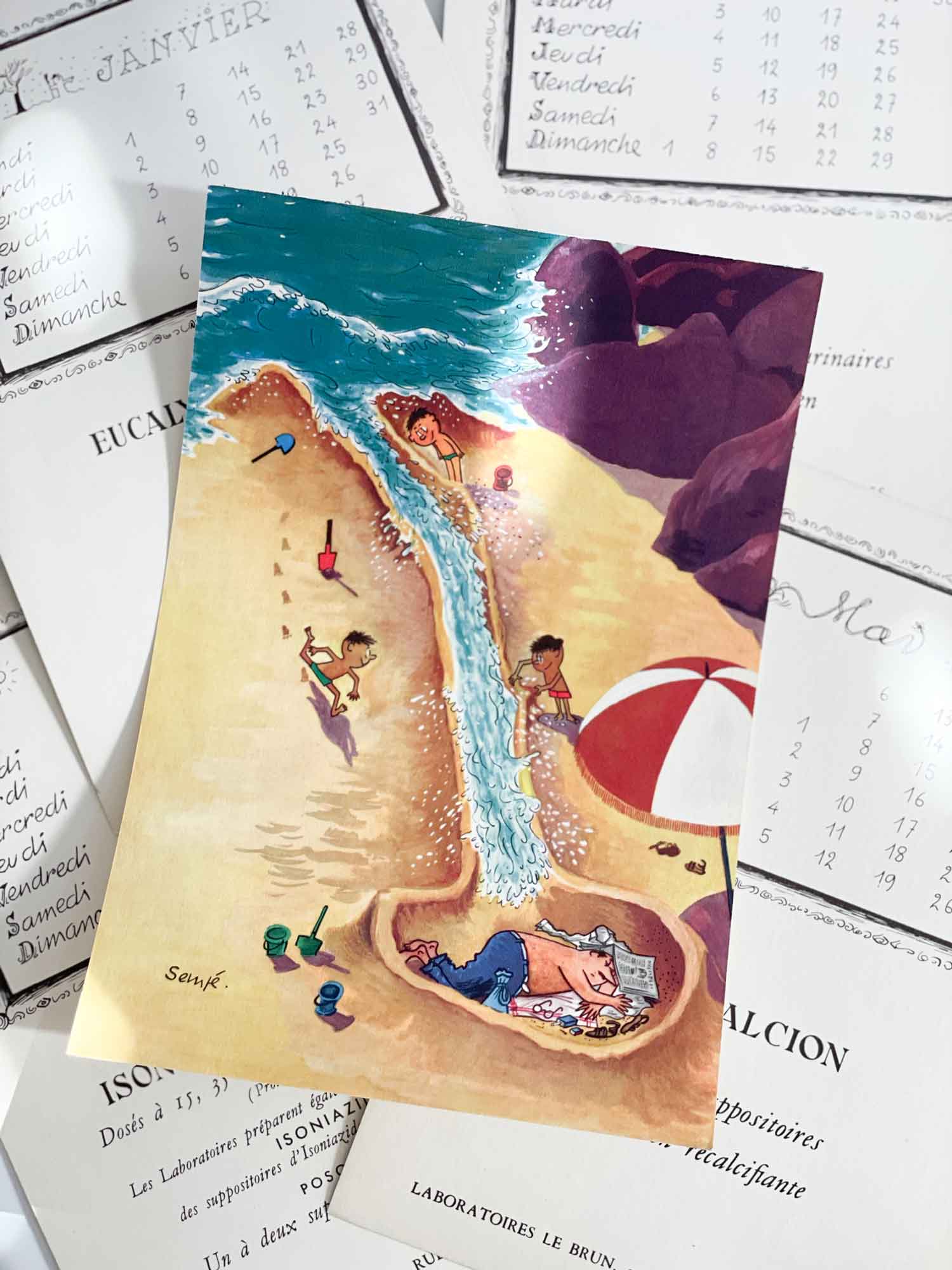 빈티지 장자크 상페 양면 달력 아트포스터 인테리어포스터 액자