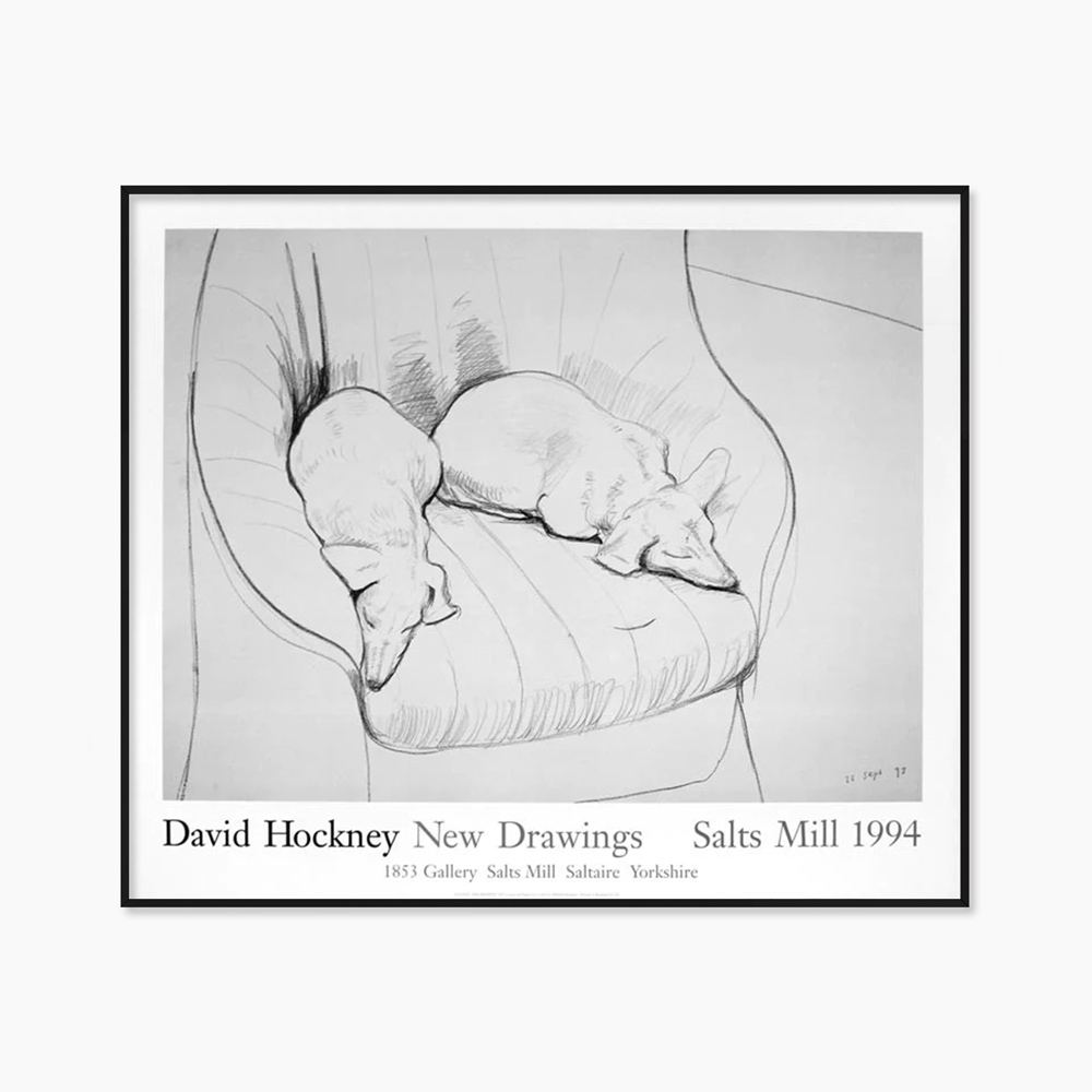 [데이비드 호크니 Original Vintage] Black and White Dogs (액자 포함) 83.4 x 69.8 cm