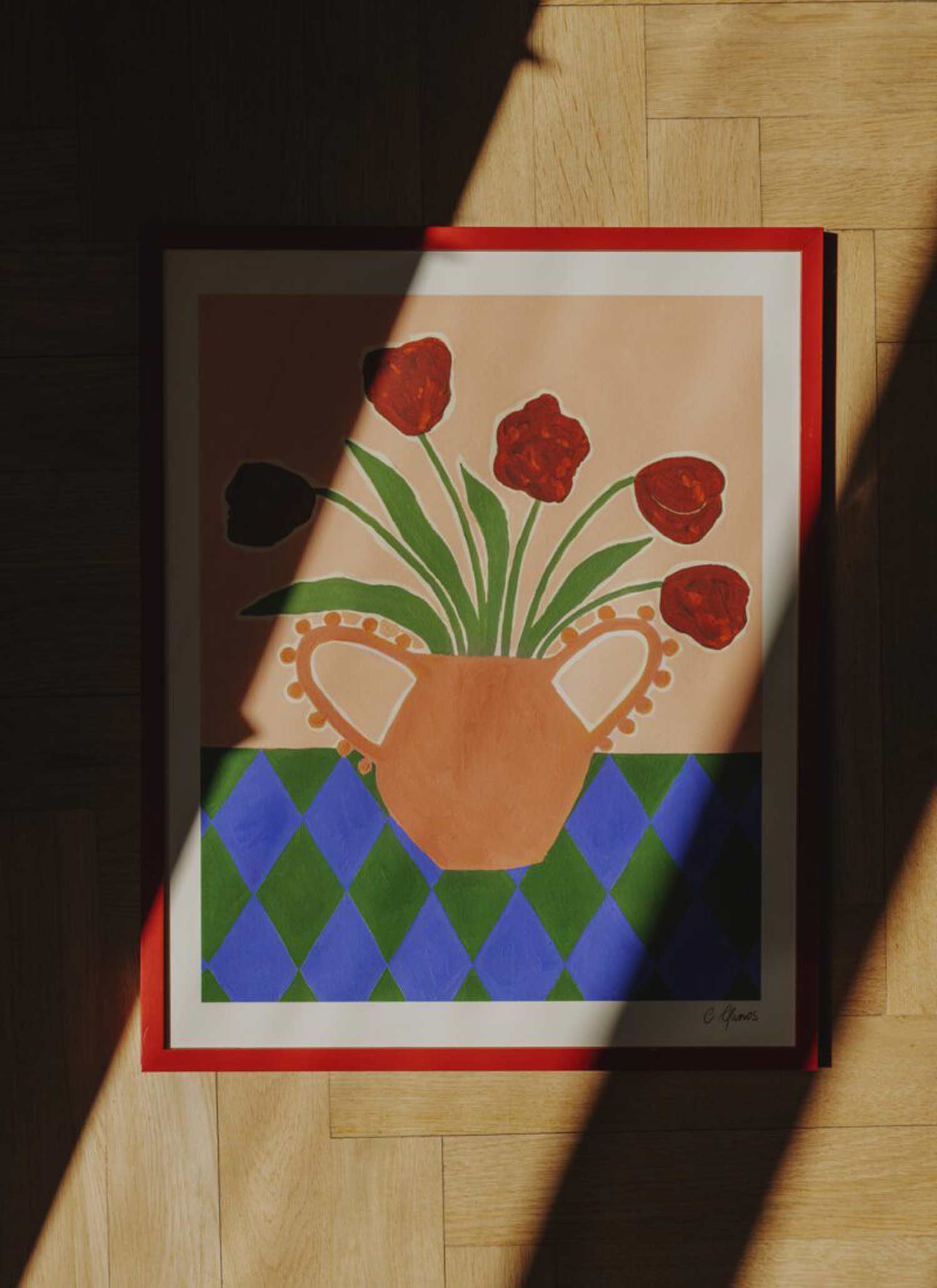 카를라 야노스 Red Tulips 꽃 화병 그림 아트포스터 인테리어포스터 거실 액자