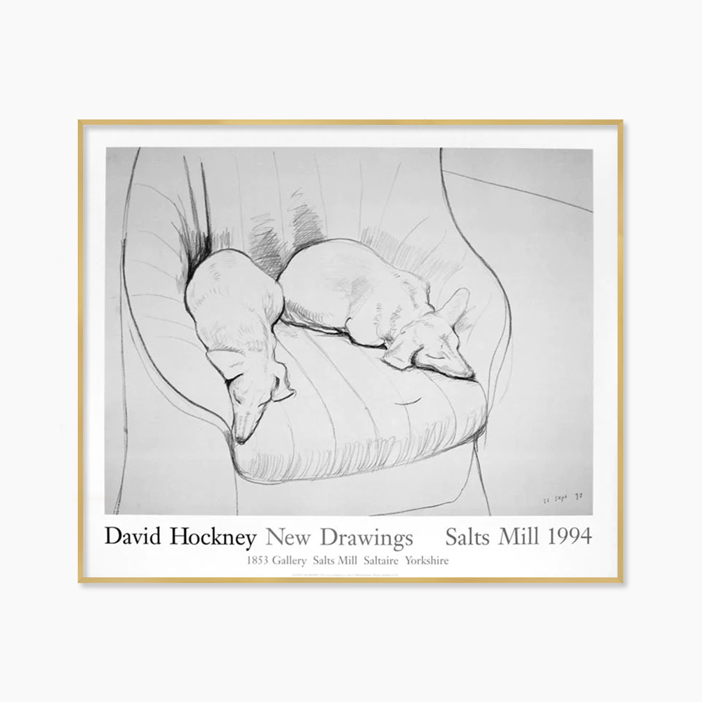 [데이비드 호크니 Original Vintage] Black and White Dogs (액자 포함) 83.4 x 69.8 cm