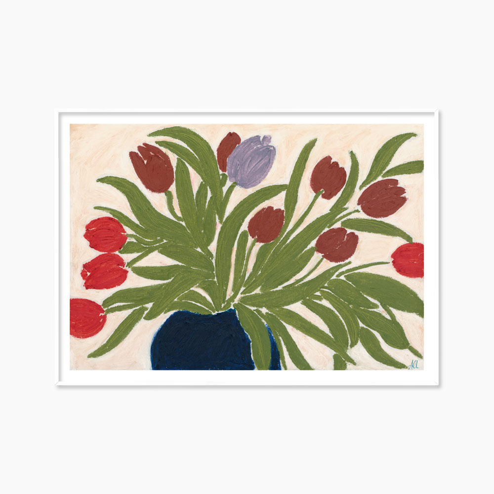 아닌 세실리 이베르센 Anine Cecilie Iversen Tulips in a Blue Vase 튤립 꽃 화병 그림 아트포스터 인테리어포스터 거실 액자