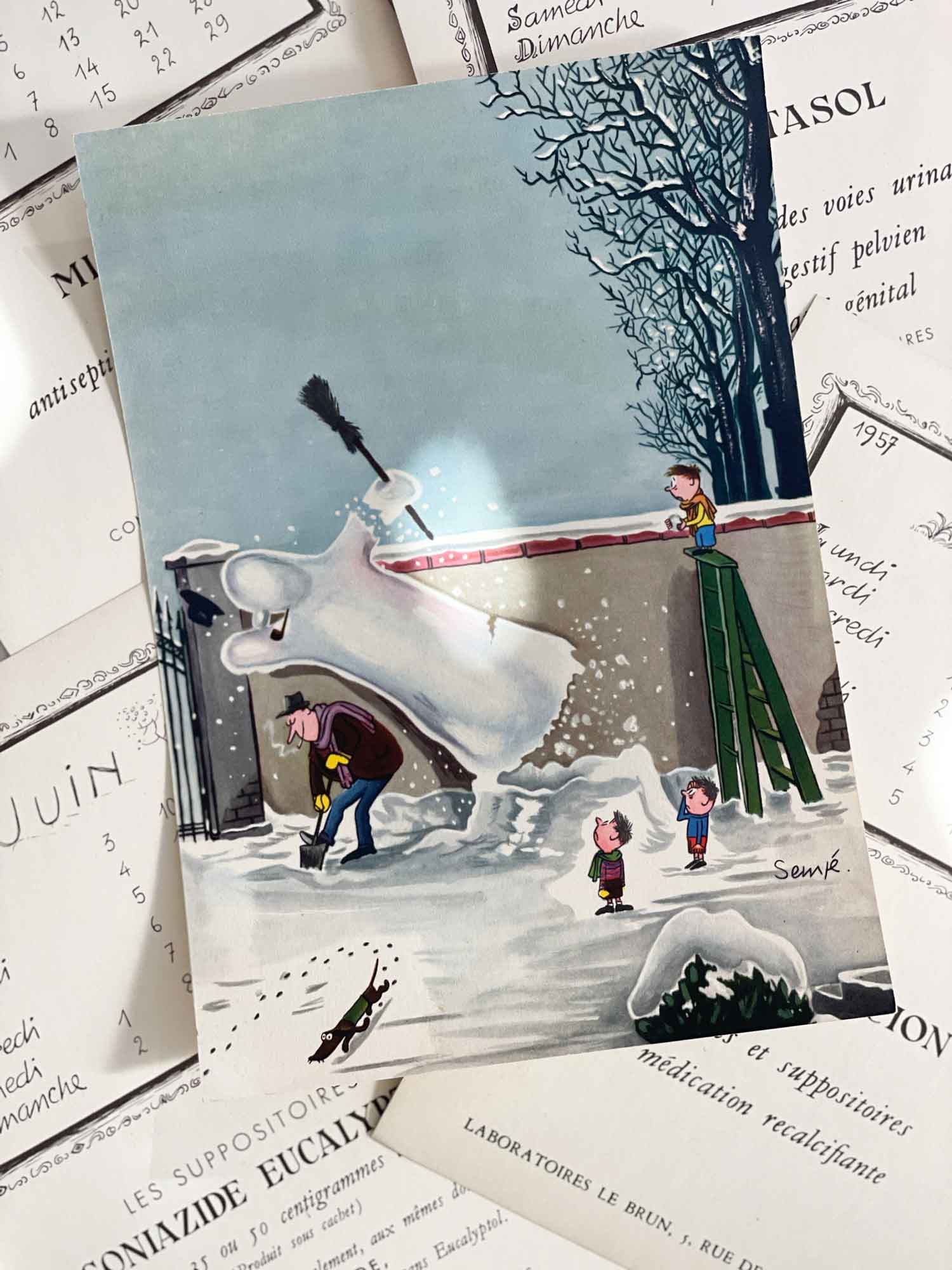 빈티지 장자크 상페 양면 달력 아트포스터 인테리어포스터 액자