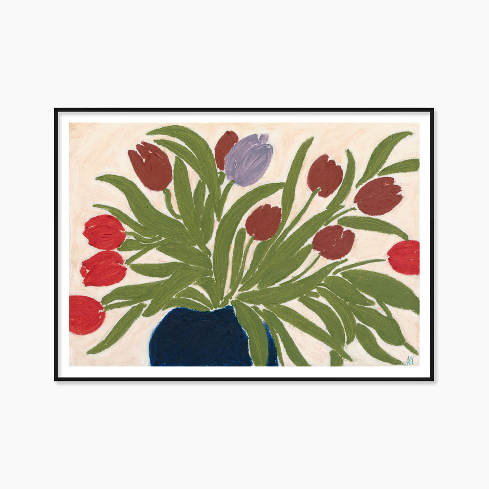 아닌 세실리 이베르센 Anine Cecilie Iversen Tulips in a Blue Vase 튤립 꽃 화병 그림 아트포스터 인테리어포스터 거실 액자