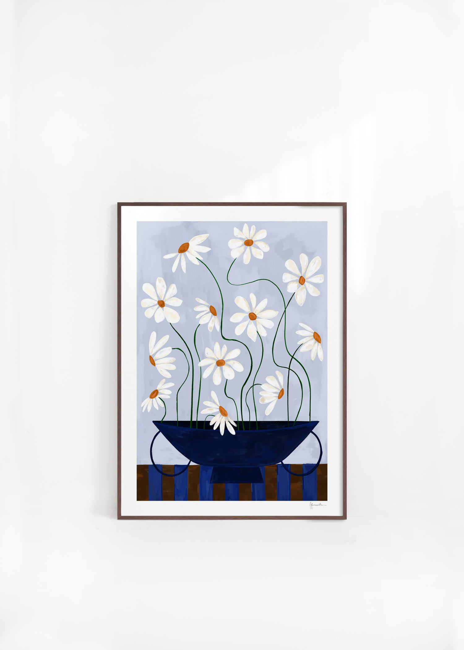 [프랭키 펜윌] Daisies in Blue Vase 30x40 50x70cm - 7월 중순 입고 예정