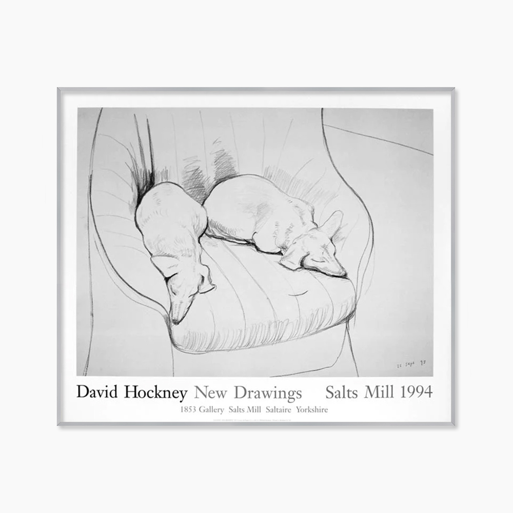 [데이비드 호크니 Original Vintage] Black and White Dogs (액자 포함) 83.4 x 69.8 cm