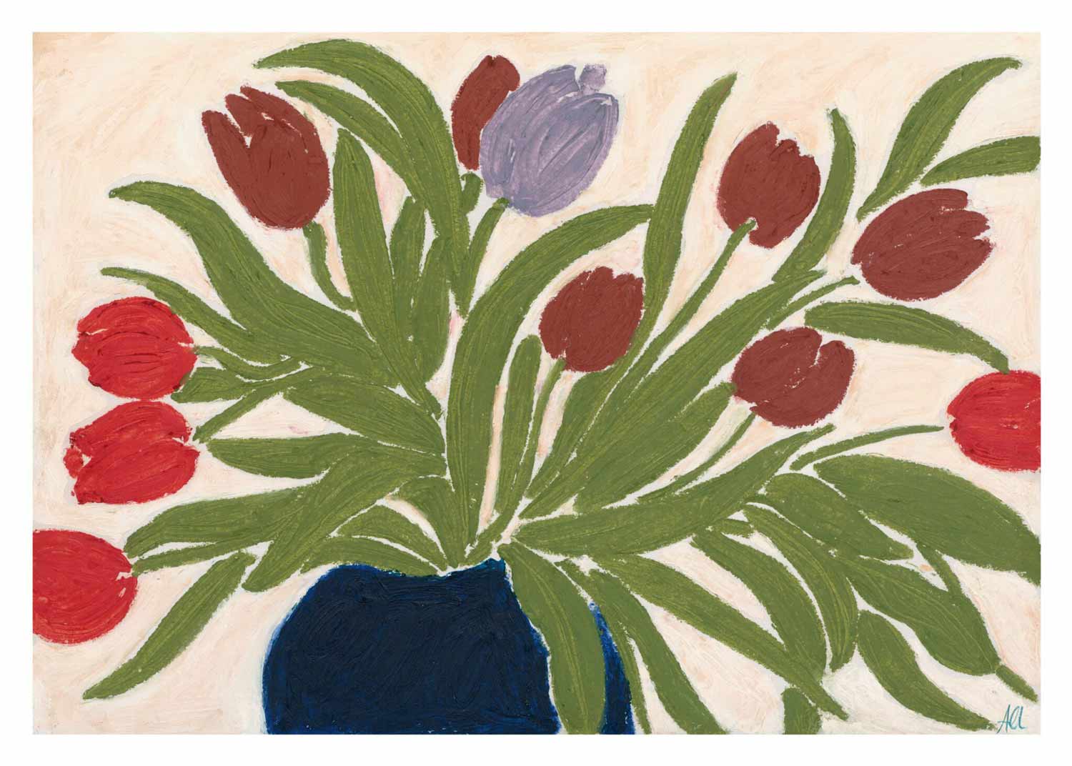 아닌 세실리 이베르센 Anine Cecilie Iversen Tulips in a Blue Vase 튤립 꽃 화병 그림 아트포스터 인테리어포스터 거실 액자