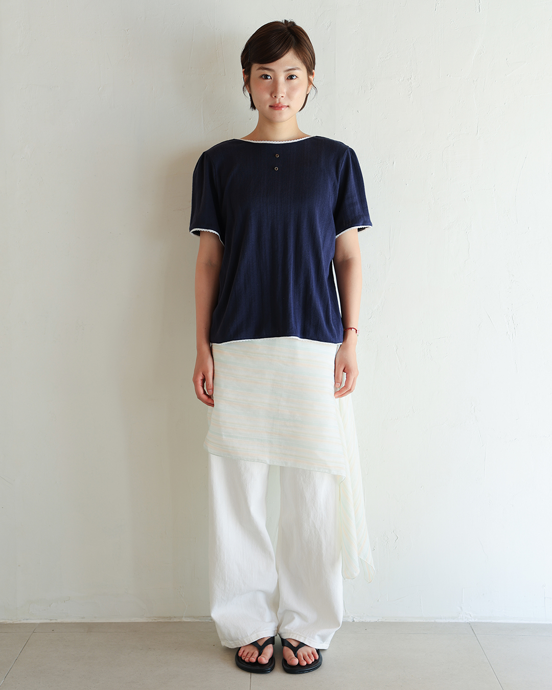 LACE BLOUSE TEE : NAVY