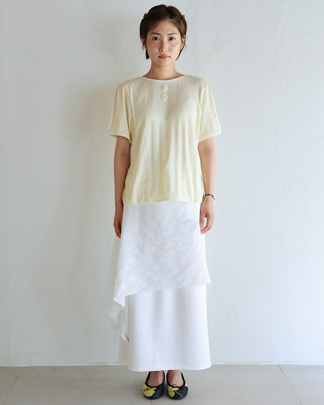 LACE BLOUSE TEE : LEMON