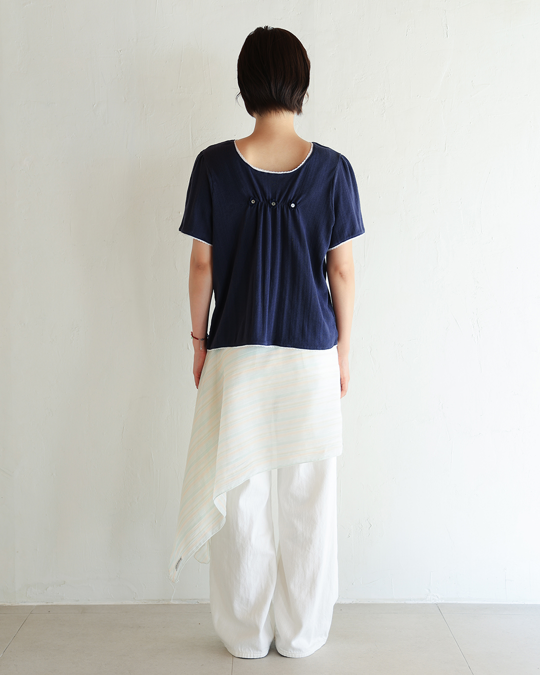 LACE BLOUSE TEE : NAVY