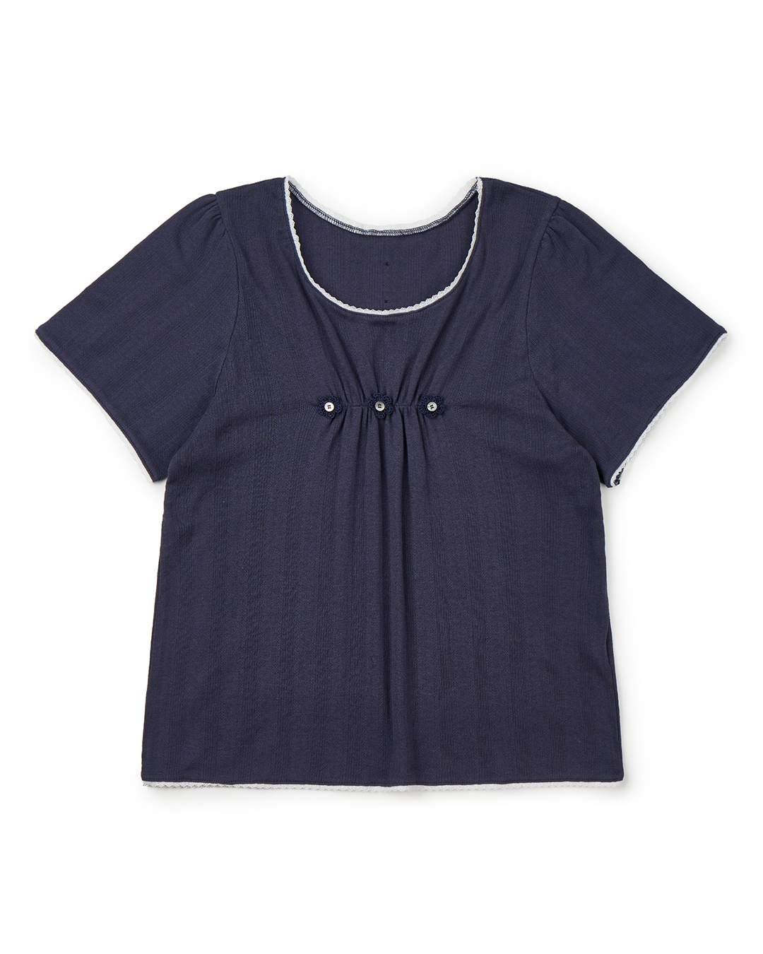 LACE BLOUSE TEE : NAVY
