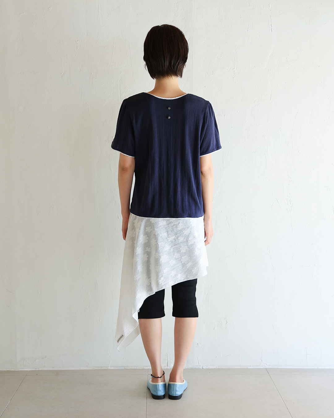LACE BLOUSE TEE : NAVY