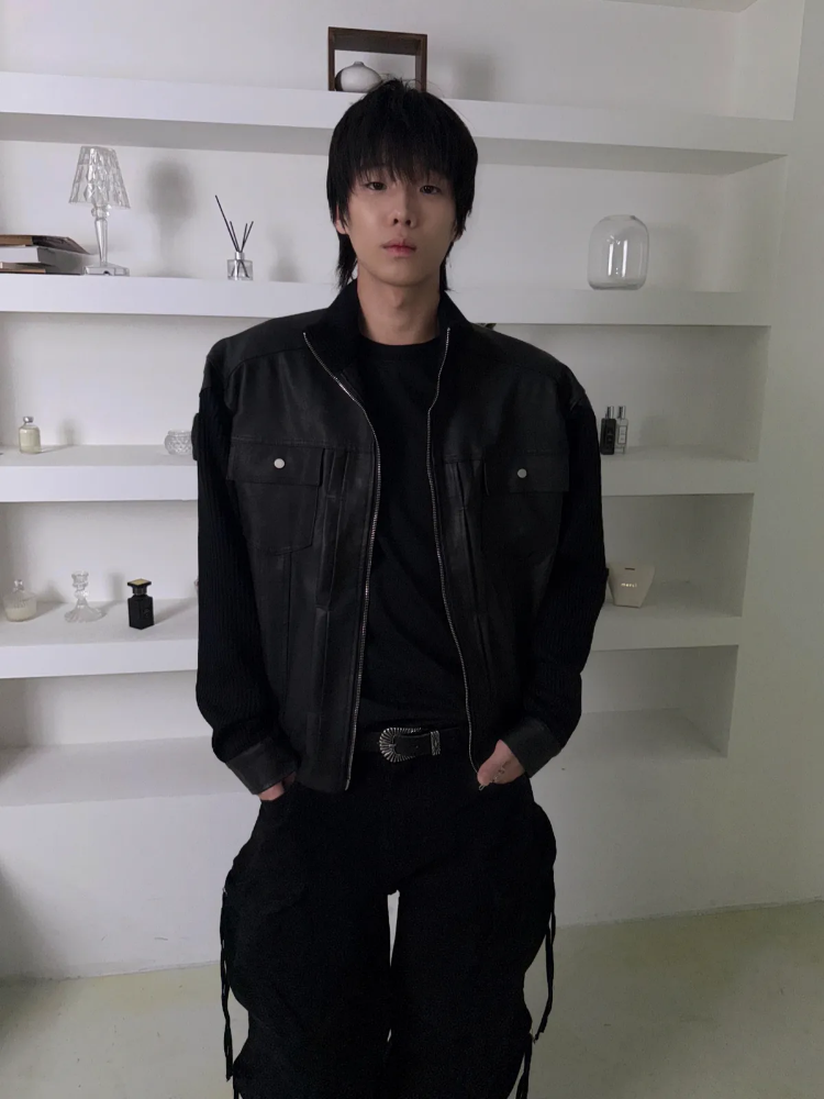 ハイネックニットレザージャケット | ファッション通販サイト NUGU