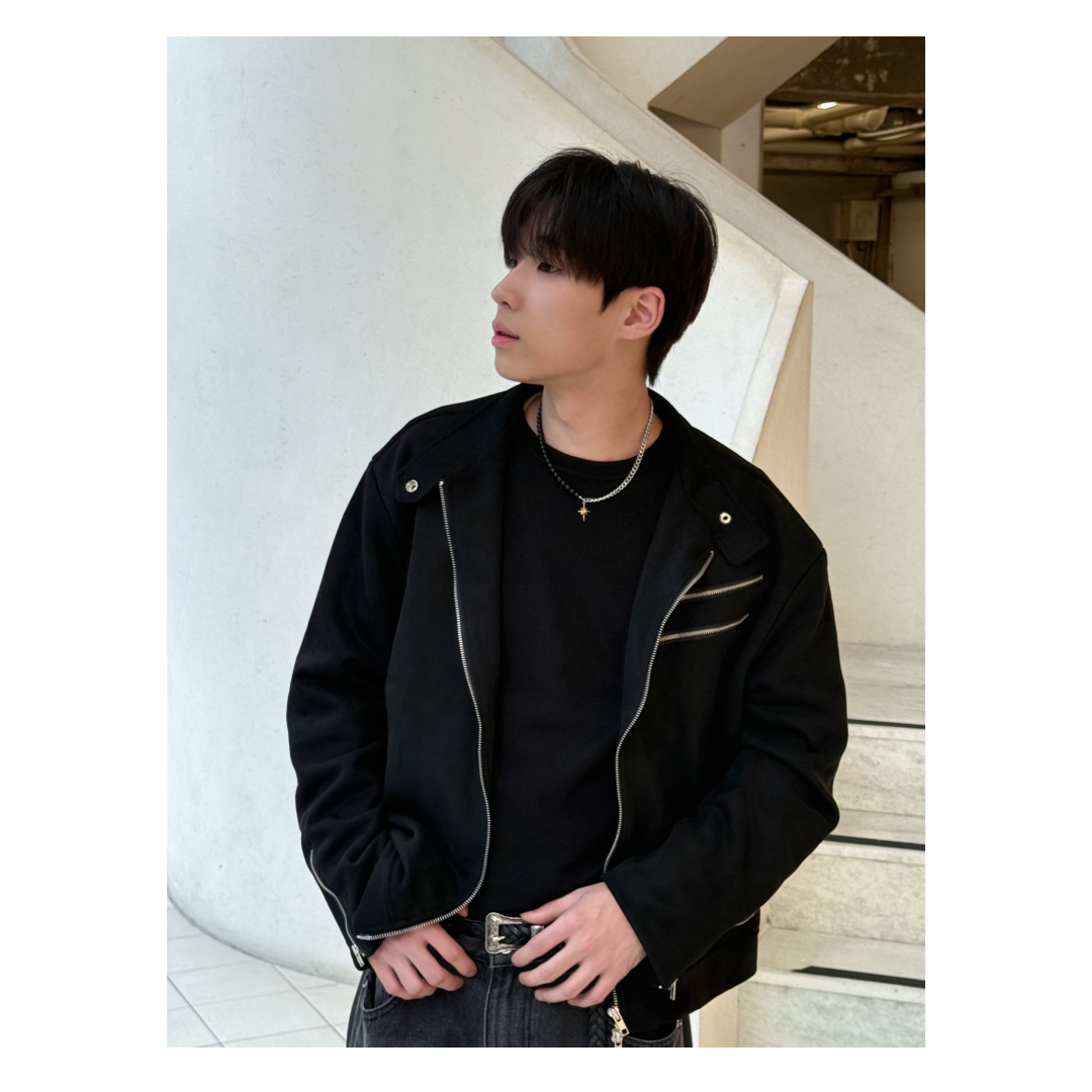 スエードバイカークロップドジャケット | ファッション通販サイト NUGU