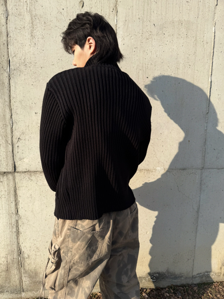 (N) nugu ツータックワイドスラックス ボアハイネックカーディガン N) nugu ツータックワイドスラックス ボアハイネック