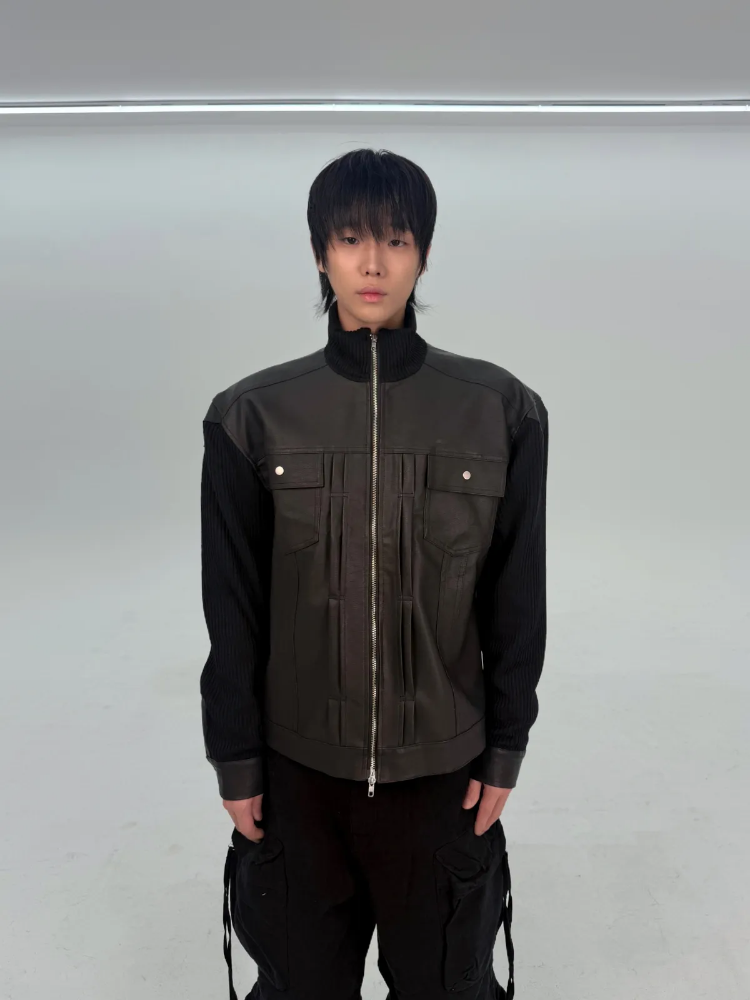 ハイネックニットレザージャケット | ファッション通販サイト NUGU