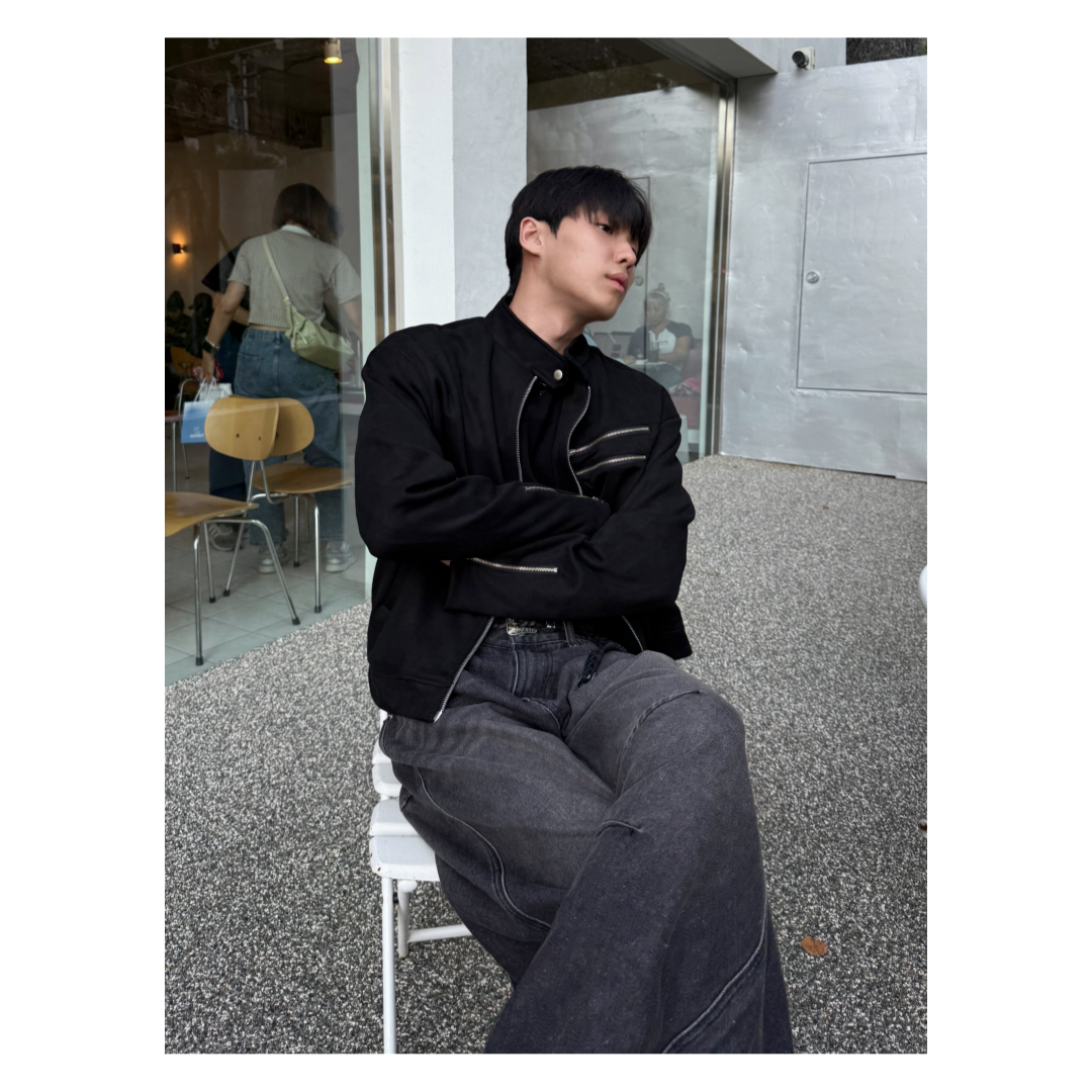 スエードバイカークロップドジャケット | ファッション通販サイト NUGU