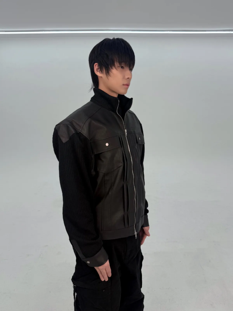 Archive ハイネックレザージャケット y2k archive ハイネック レザージャケット 本革 シワ加工 - メルカリ