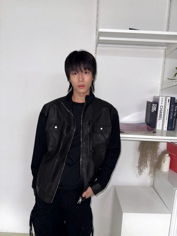 ハイネックニットレザージャケット | ファッション通販サイト NUGU