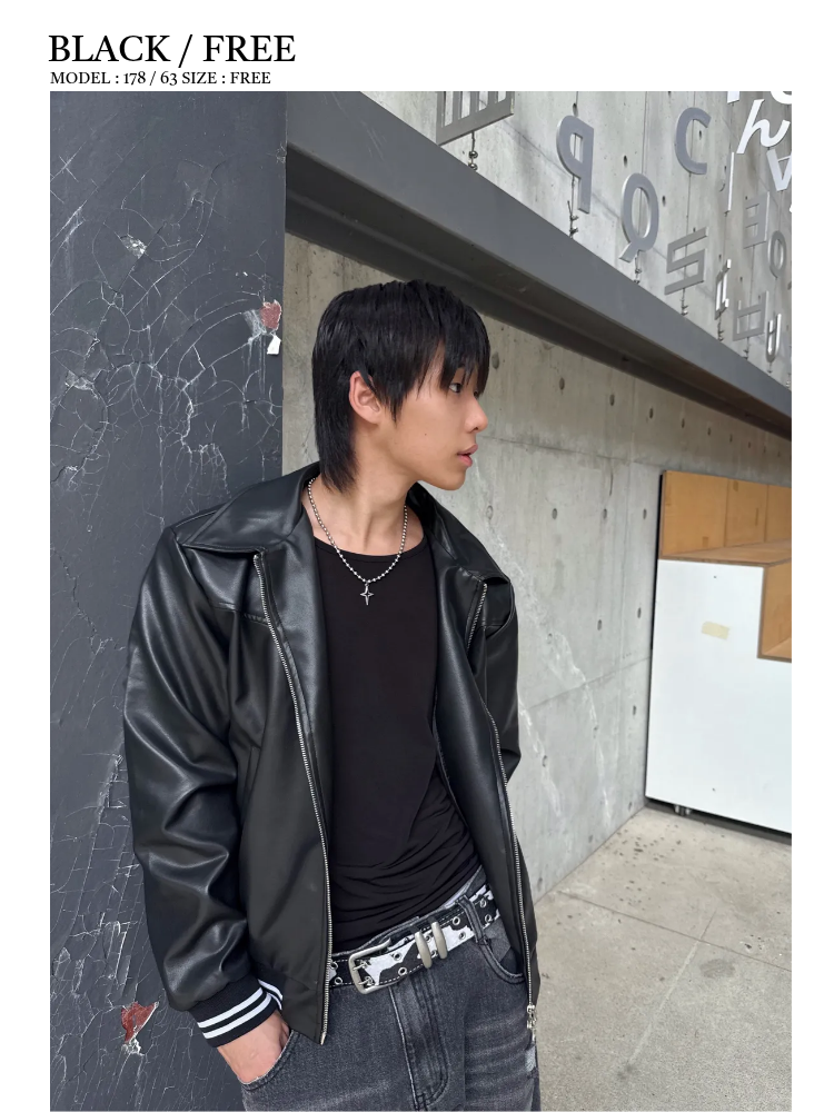 2WAYクロップドトラックレザージャケット | ファッション通販サイト NUGU