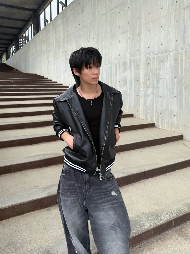 2WAYクロップドトラックレザージャケット | ファッション通販サイト NUGU