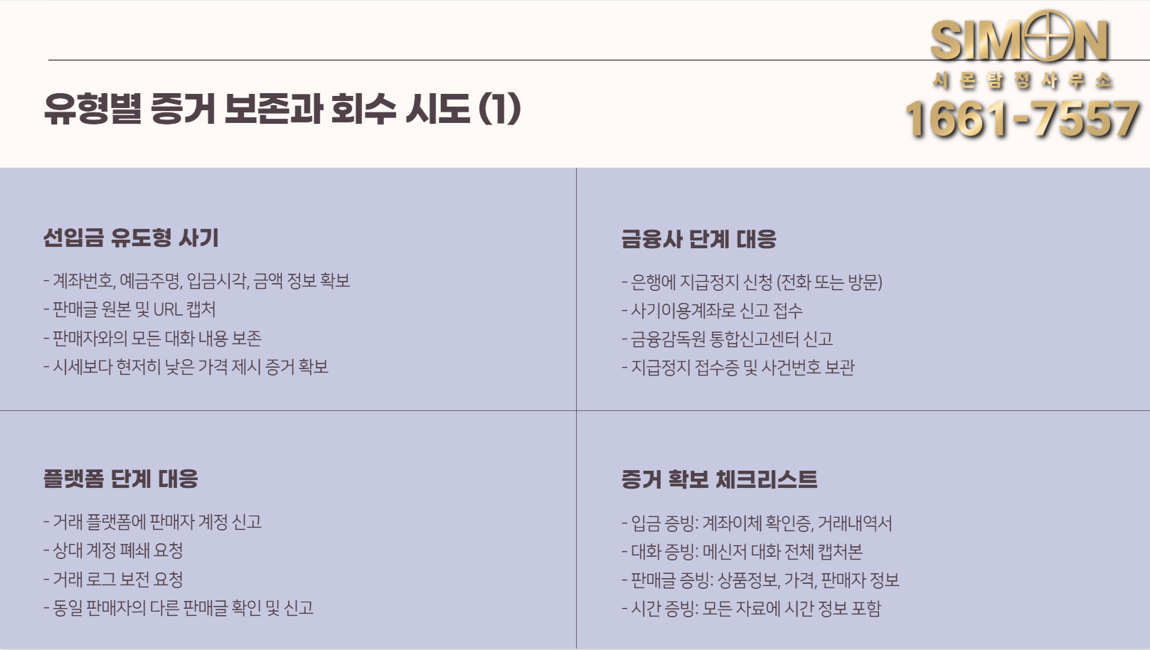 중고거래 사기 당했을 때? 유형별 즉시 대처법과 증거 보존 체크리스트 : 공지사항 | 이용 가이드·소식 – 시몬 탐정사무소