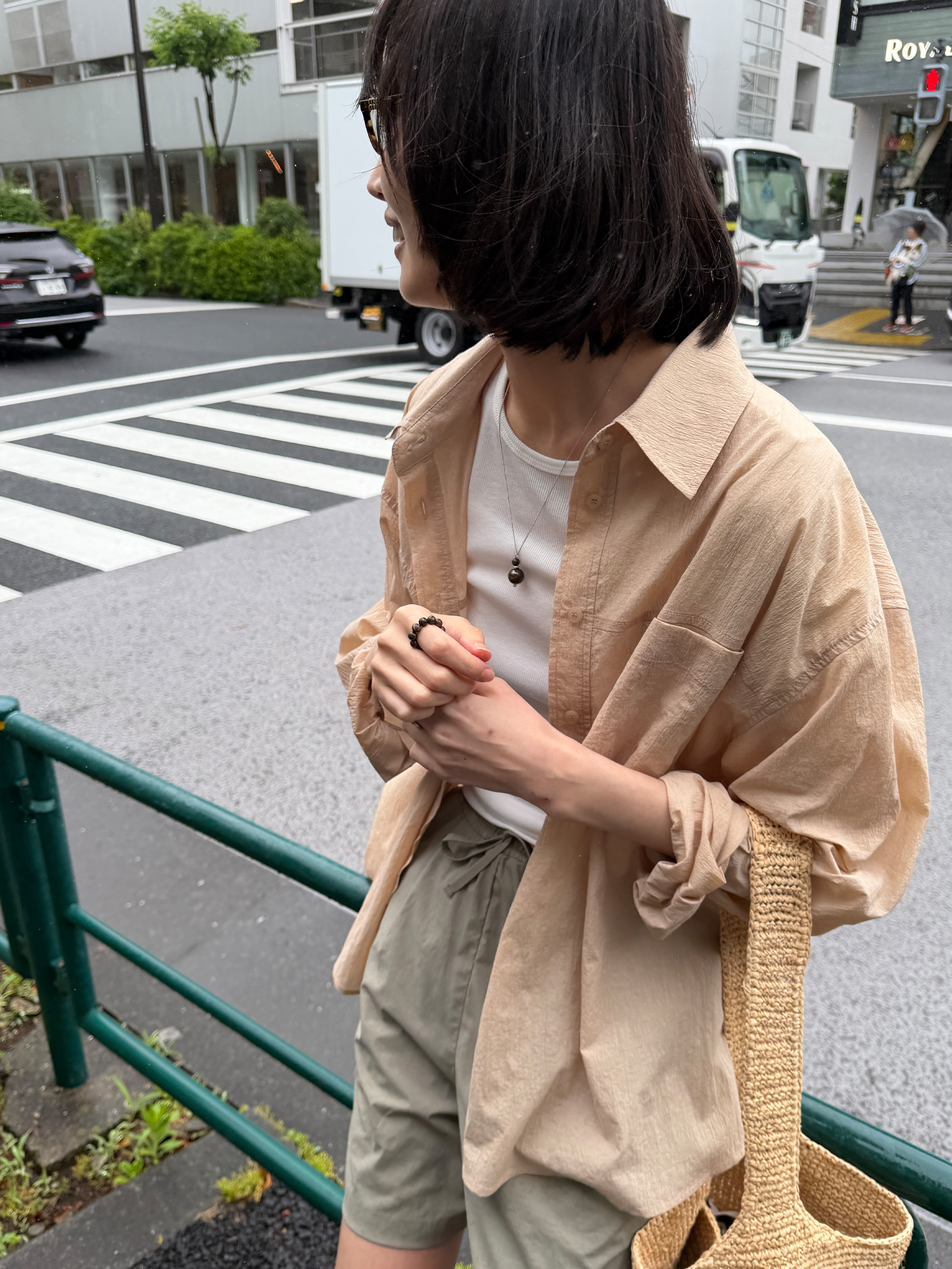 4121 SUMMER NYLON OVER FIT SHIRT (BEIGE)