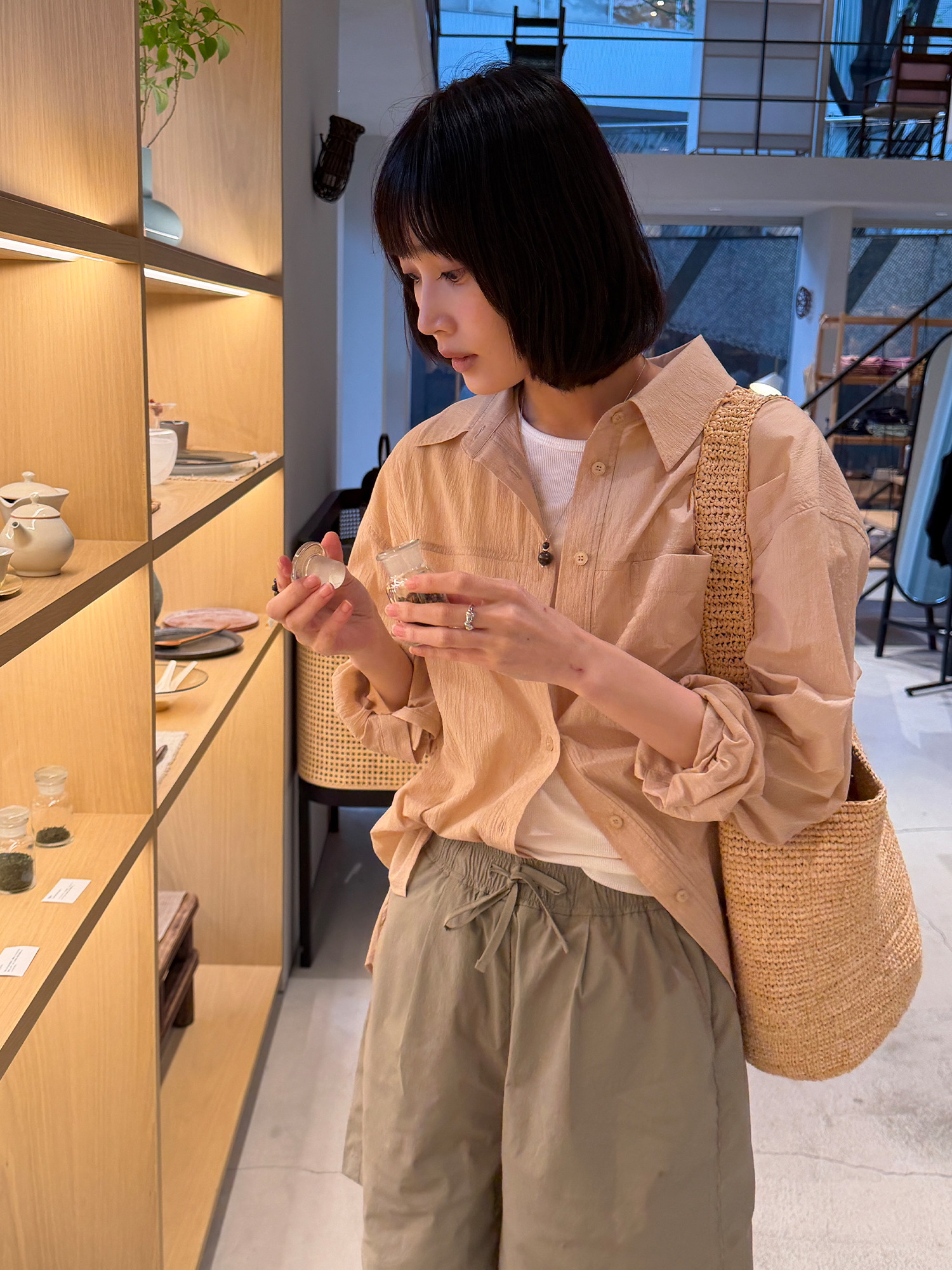 4121 SUMMER NYLON OVER FIT SHIRT (BEIGE)