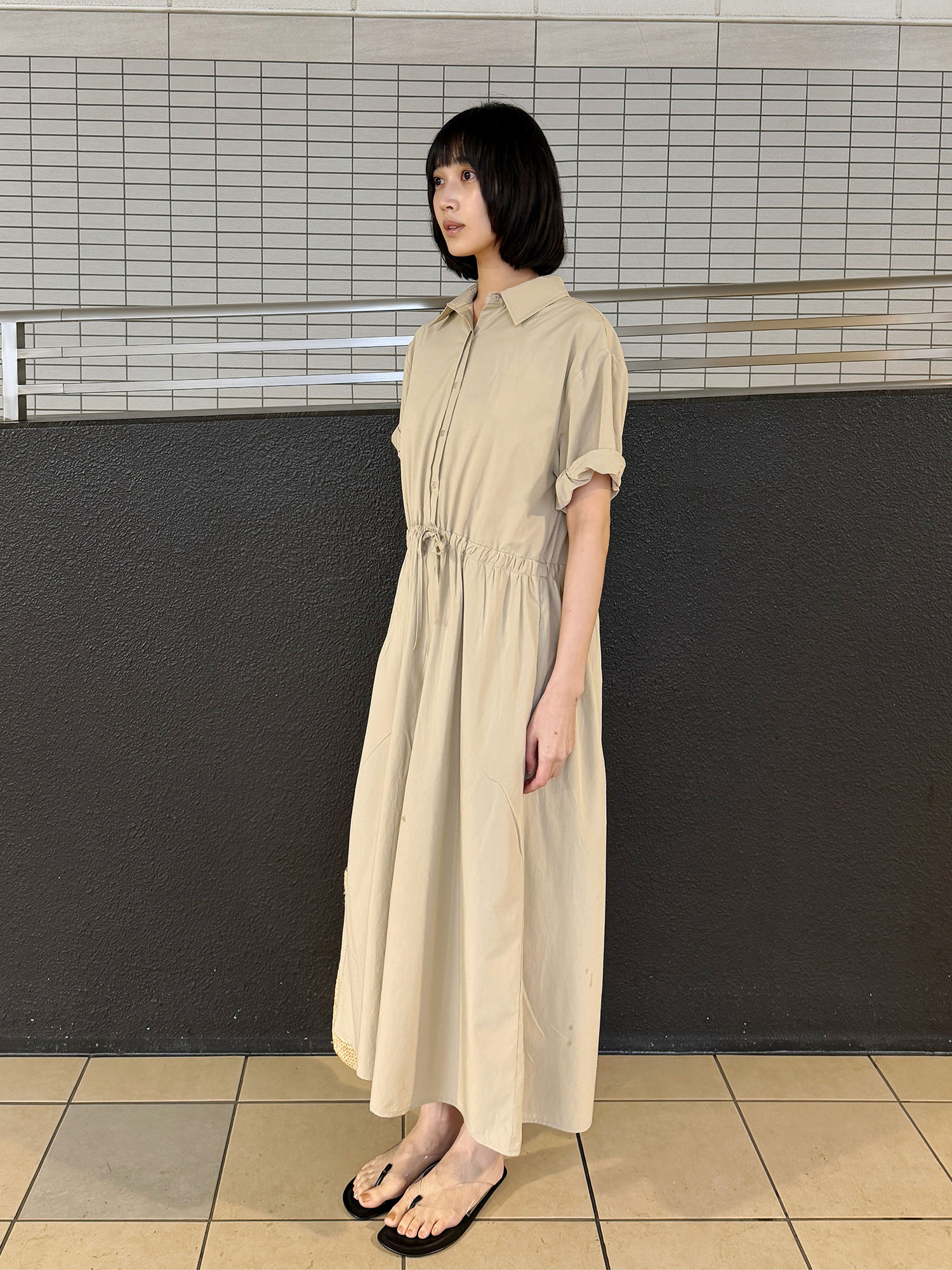 7108 SOFT LIGHTWEIGHT LONG ONE-PIECE (BEIGE)