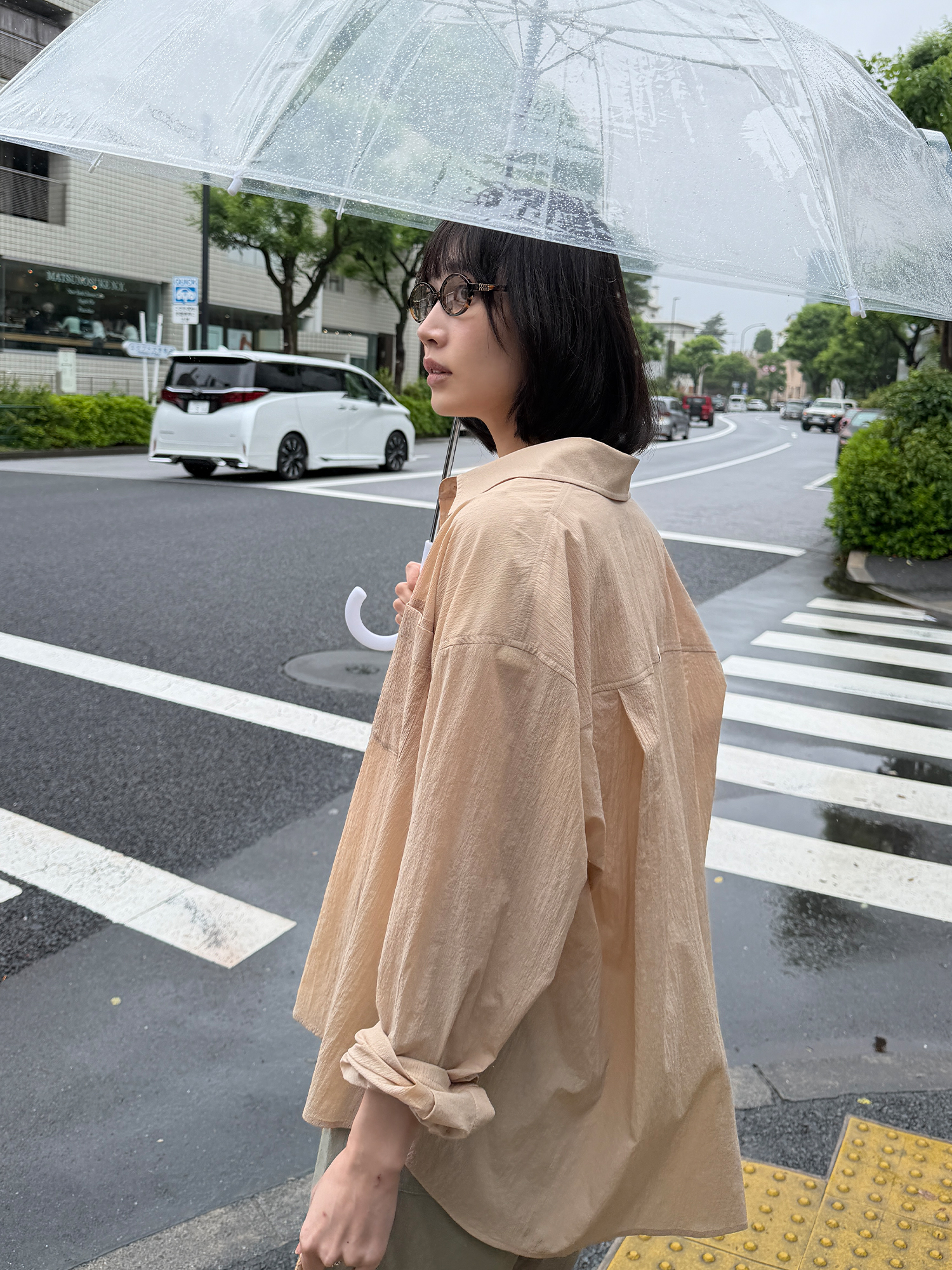 4121 SUMMER NYLON OVER FIT SHIRT (BEIGE)