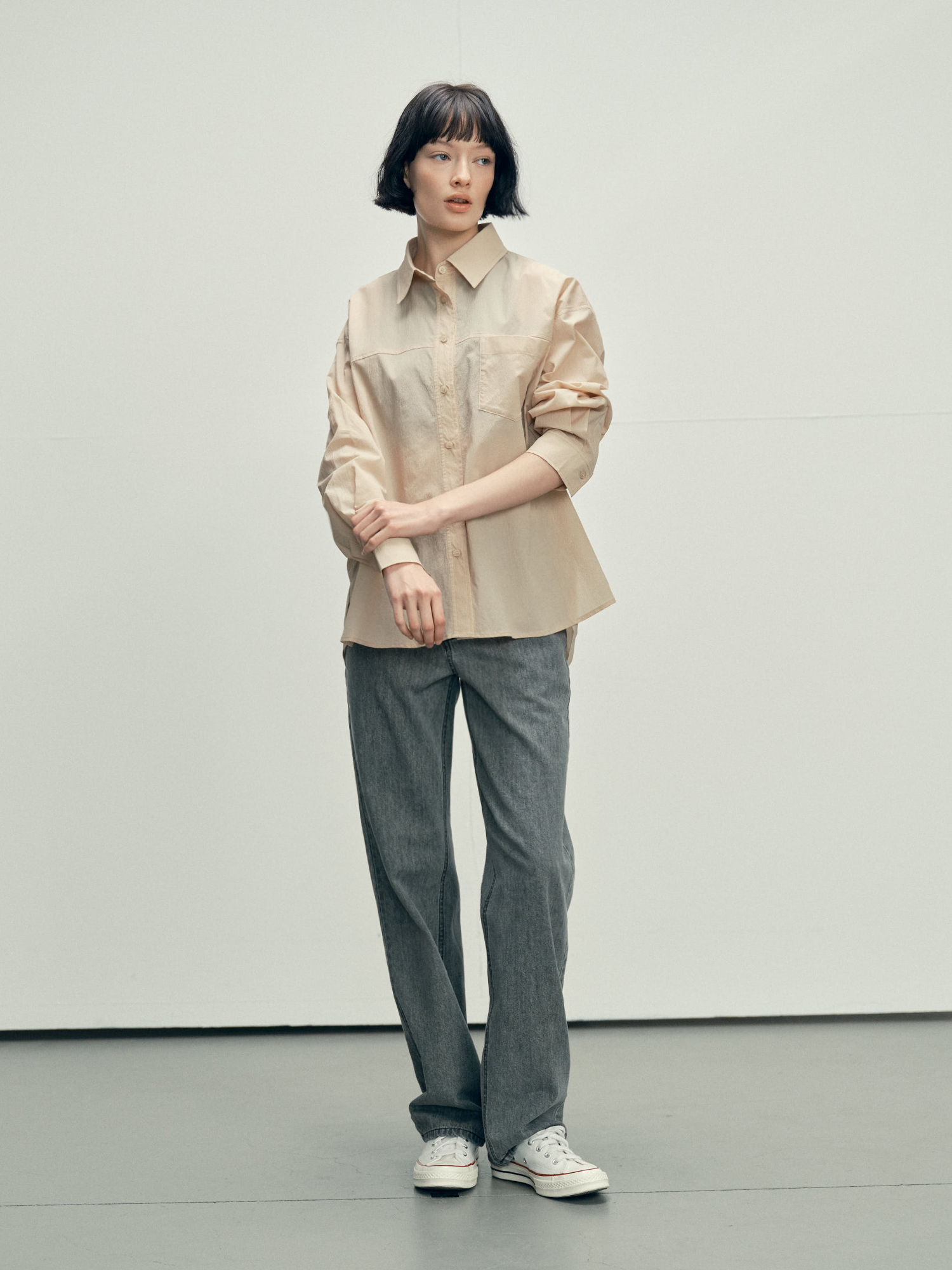 4121 SUMMER NYLON OVER FIT SHIRT (BEIGE)