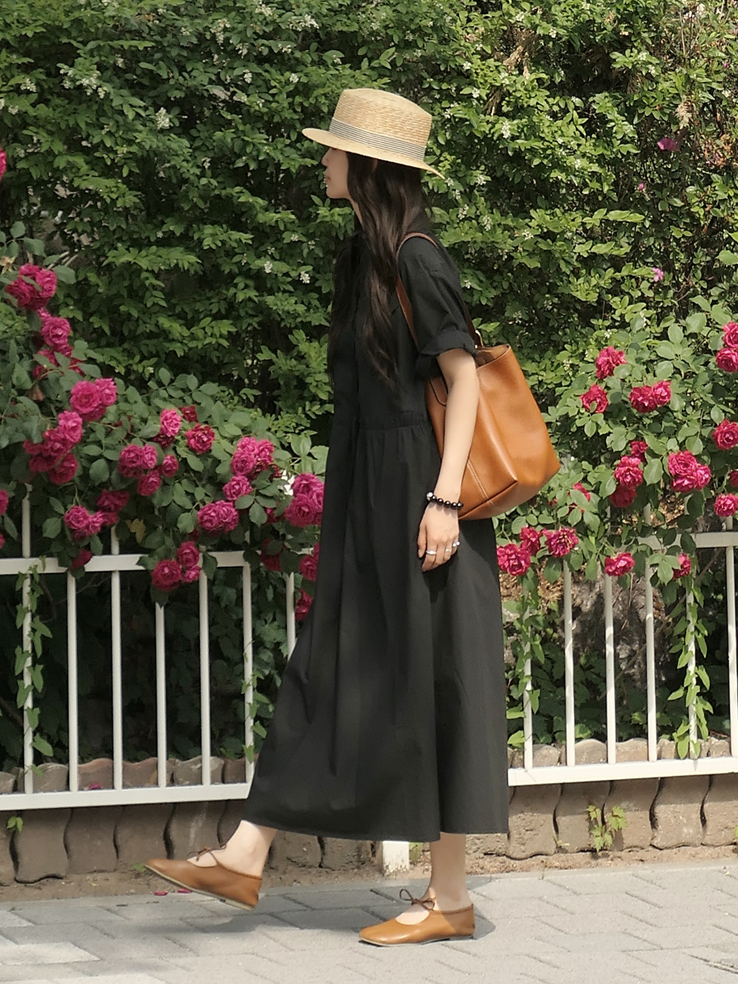 7108 SOFT LIGHTWEIGHT LONG ONE-PIECE (BLACK)