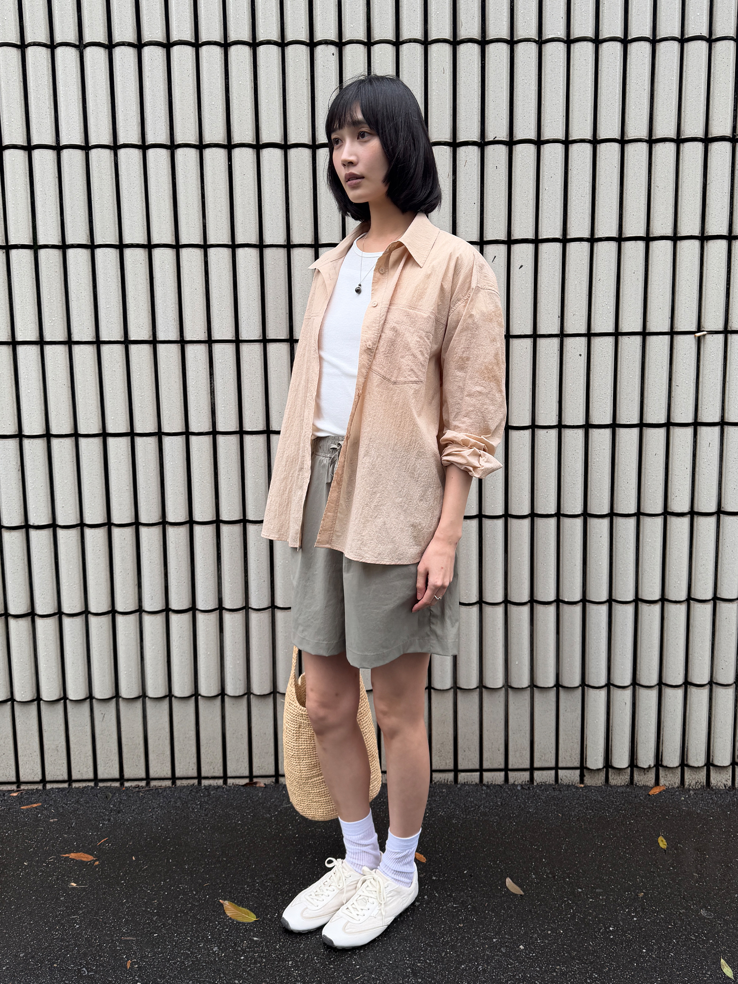 4121 SUMMER NYLON OVER FIT SHIRT (BEIGE)