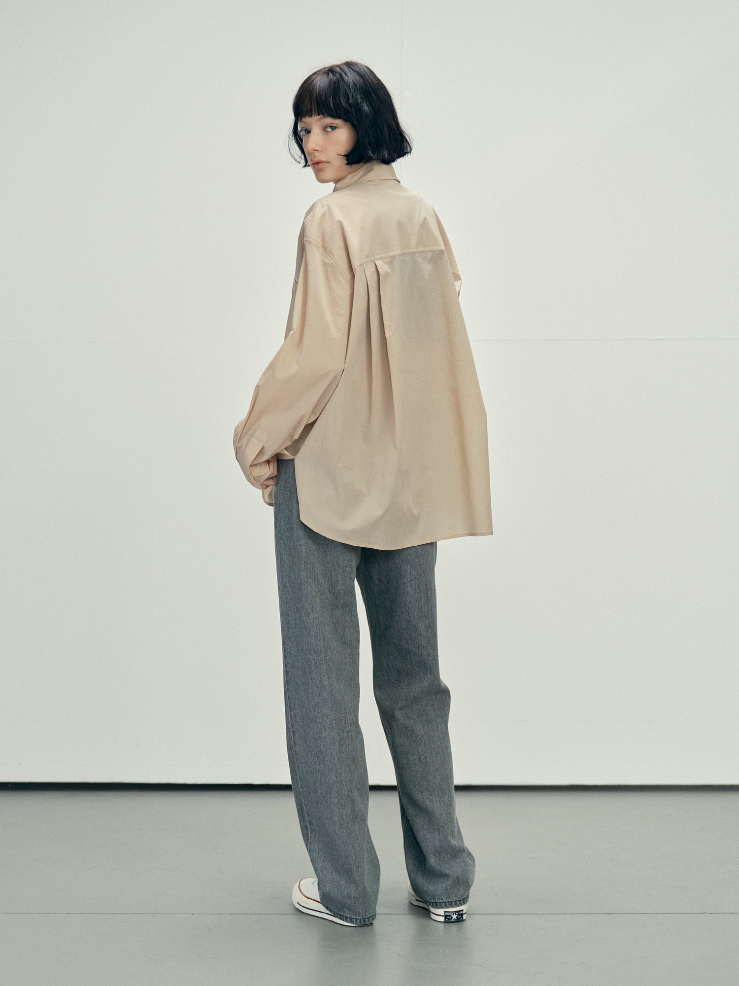 4121 SUMMER NYLON OVER FIT SHIRT (BEIGE)
